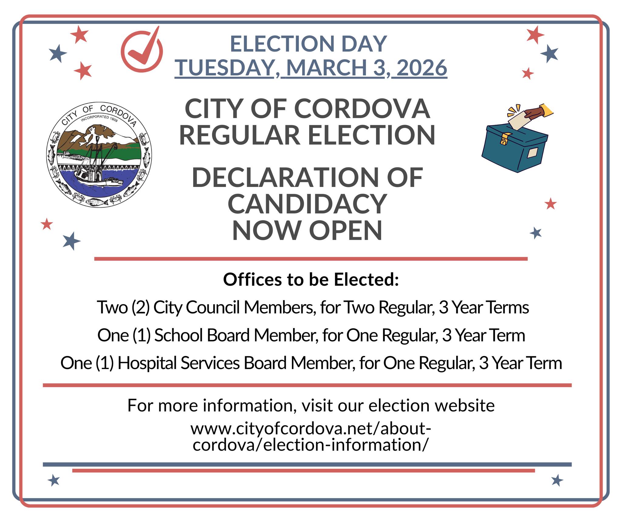City - Call for Candidates - Last day to file is February 2, 2026! The ...