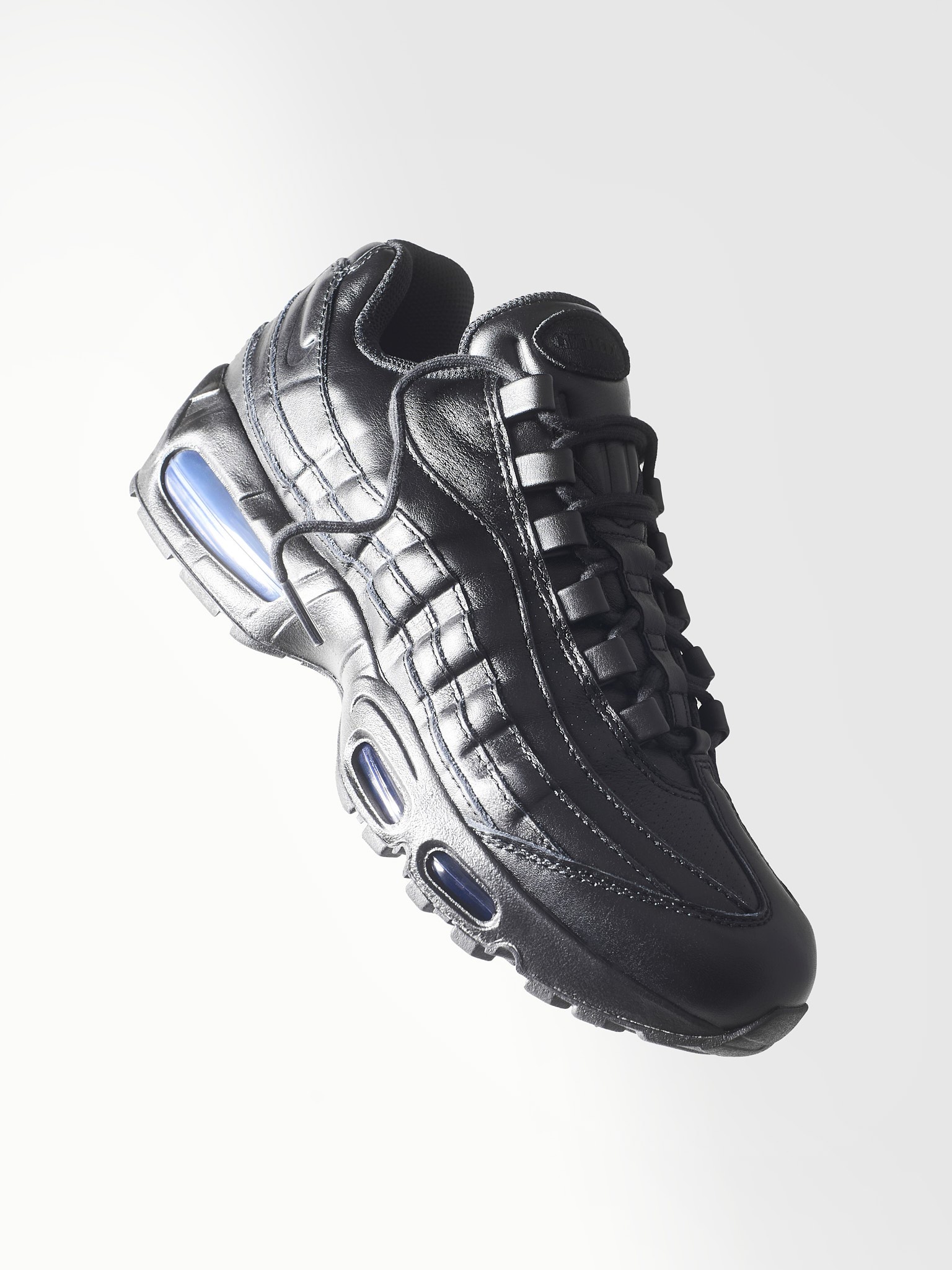 The Nike Air Max 95 Big Bubble returns in all black leather, built 