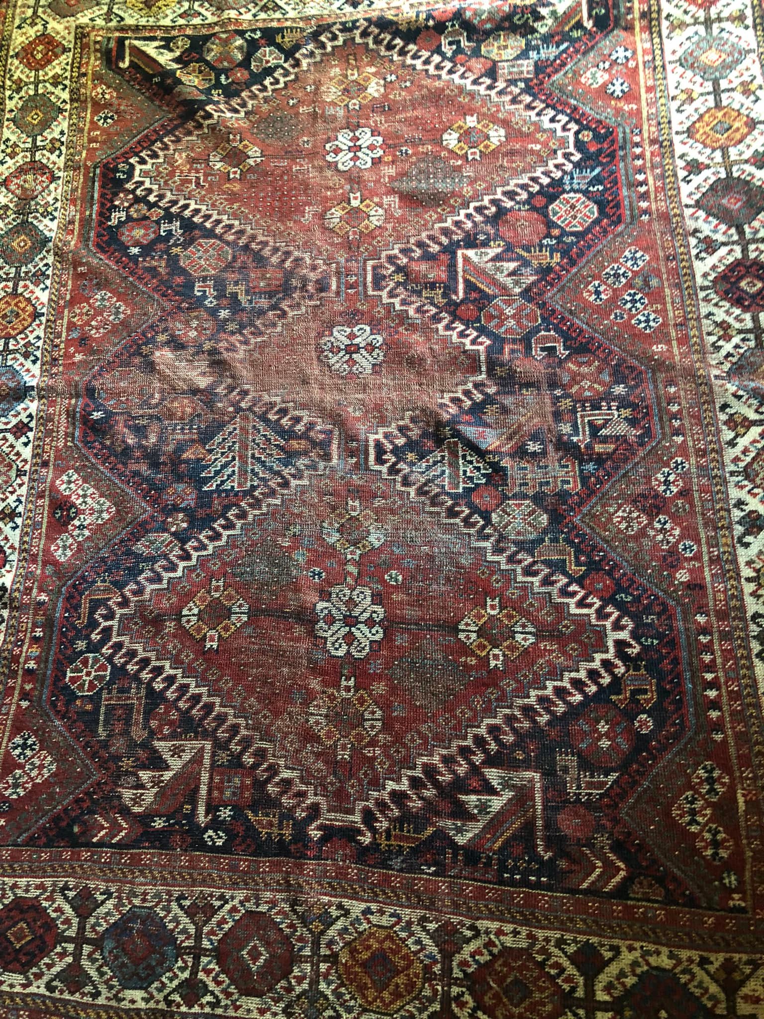 A Qashqai Khamseh rug . Any info most welcomed