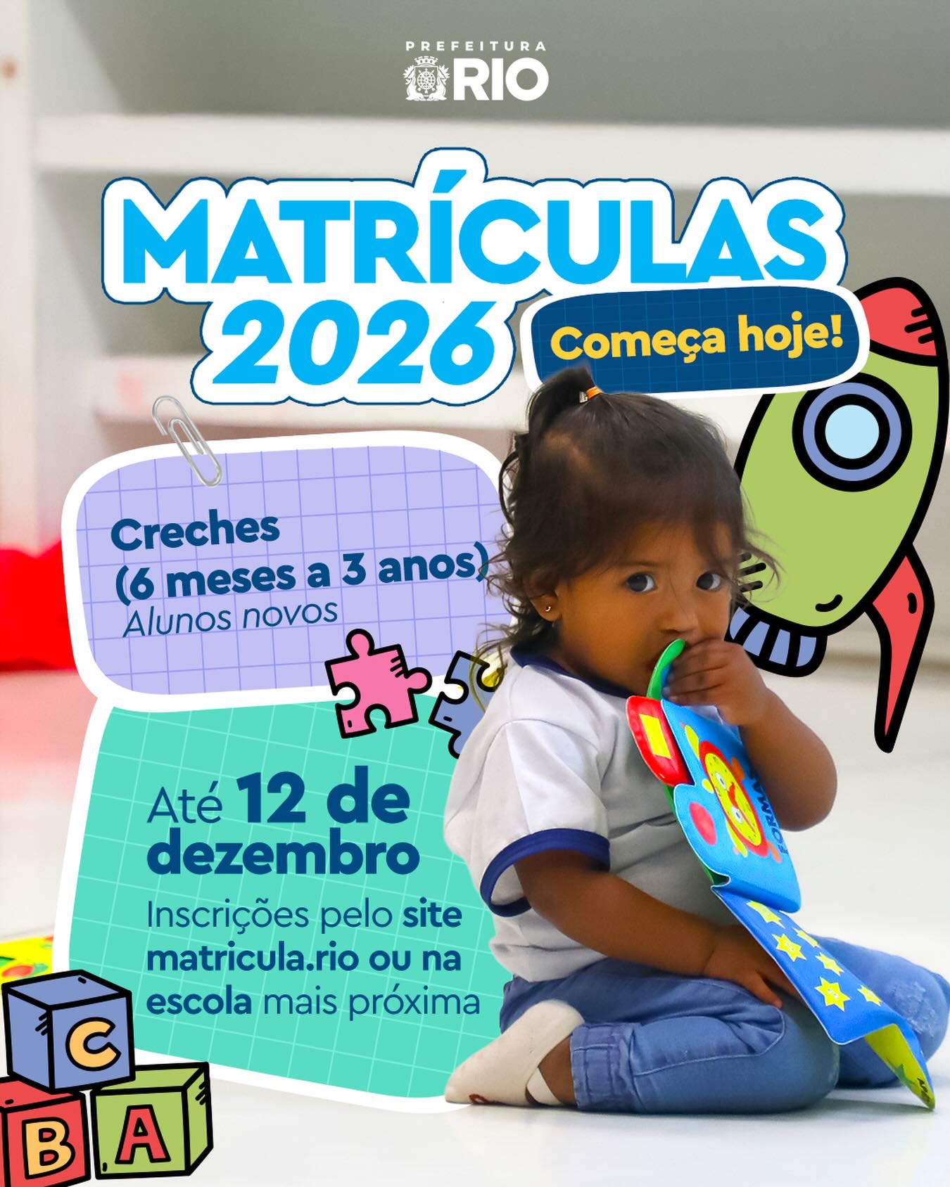 Prefeitura - Tá na hora da creche! 📚 A matrícula de alunos novos nas ...