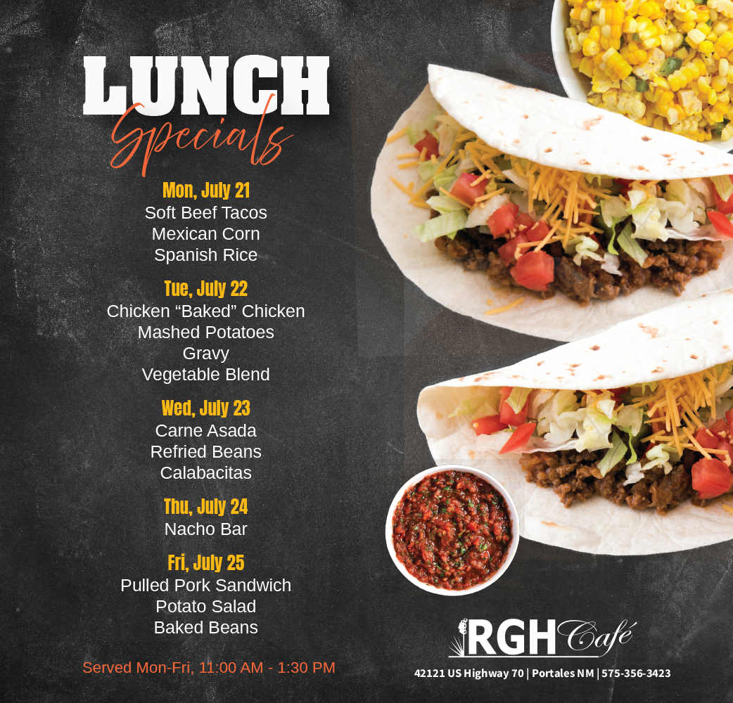 Roosevelt - RGH Cafe lunch specials this week! All menu items are ...