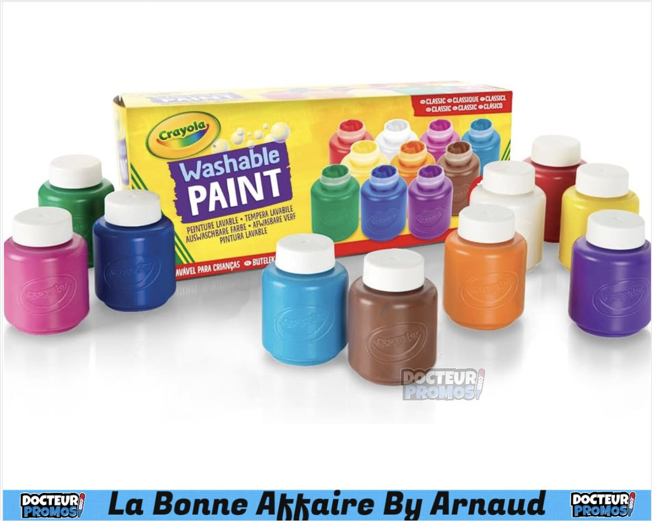 CRAYOLA – Kit Peinture Au Doigt Lavable – 4 Tubes (Rouge, Bleu, Jaune, Vert) – 10 Feuilles Grand Format – Cadeau 12 Mois+