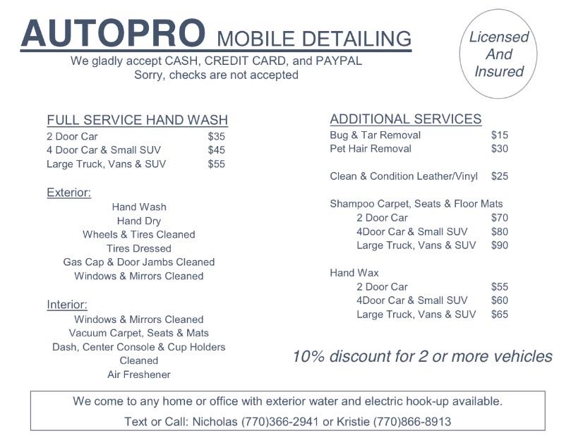 AutoPro Mobile Detailing Cartersville GA