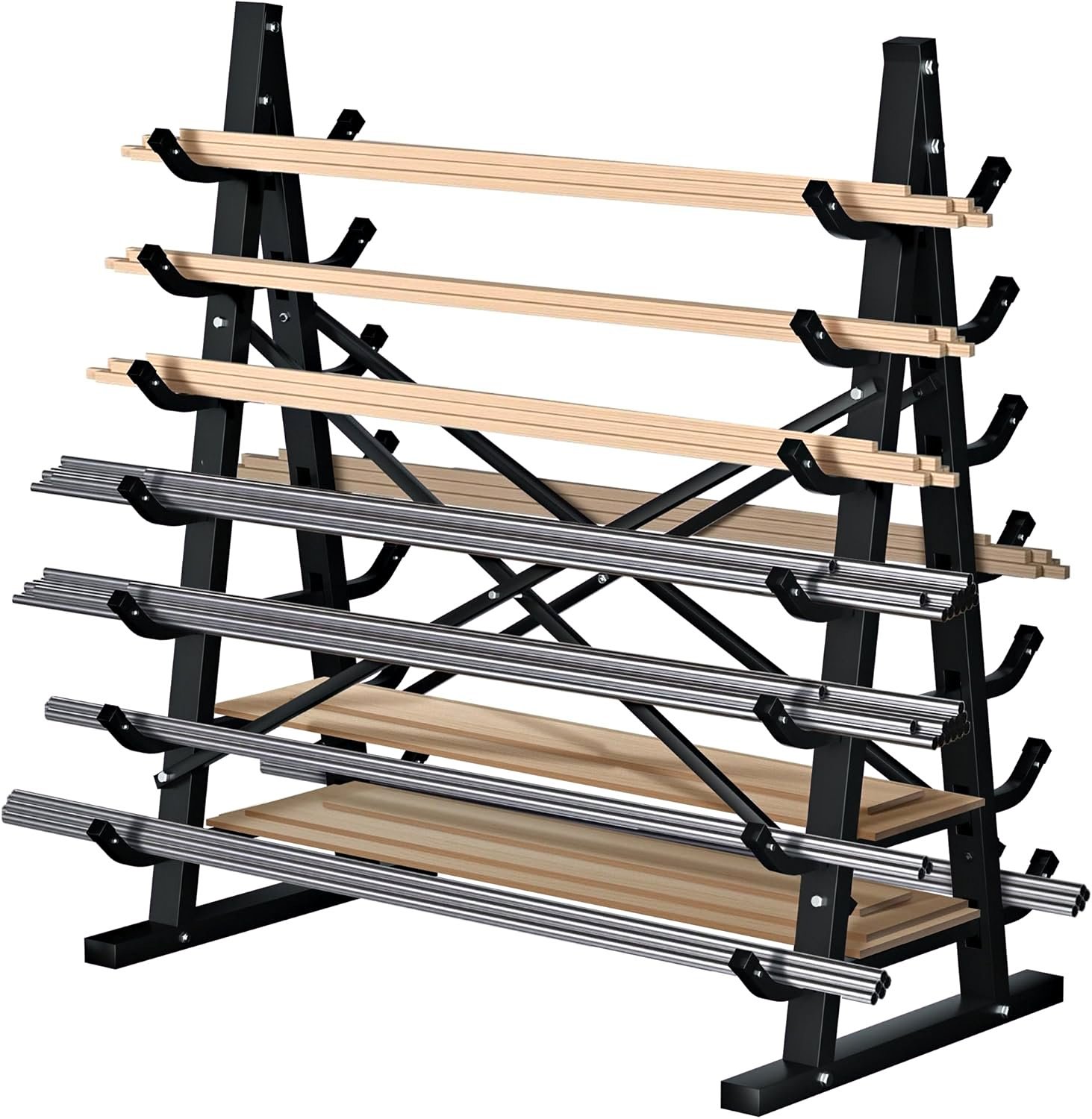 7-Tier Horizontal Storage Rack, Heavy-Duty Freestanding Steel ...