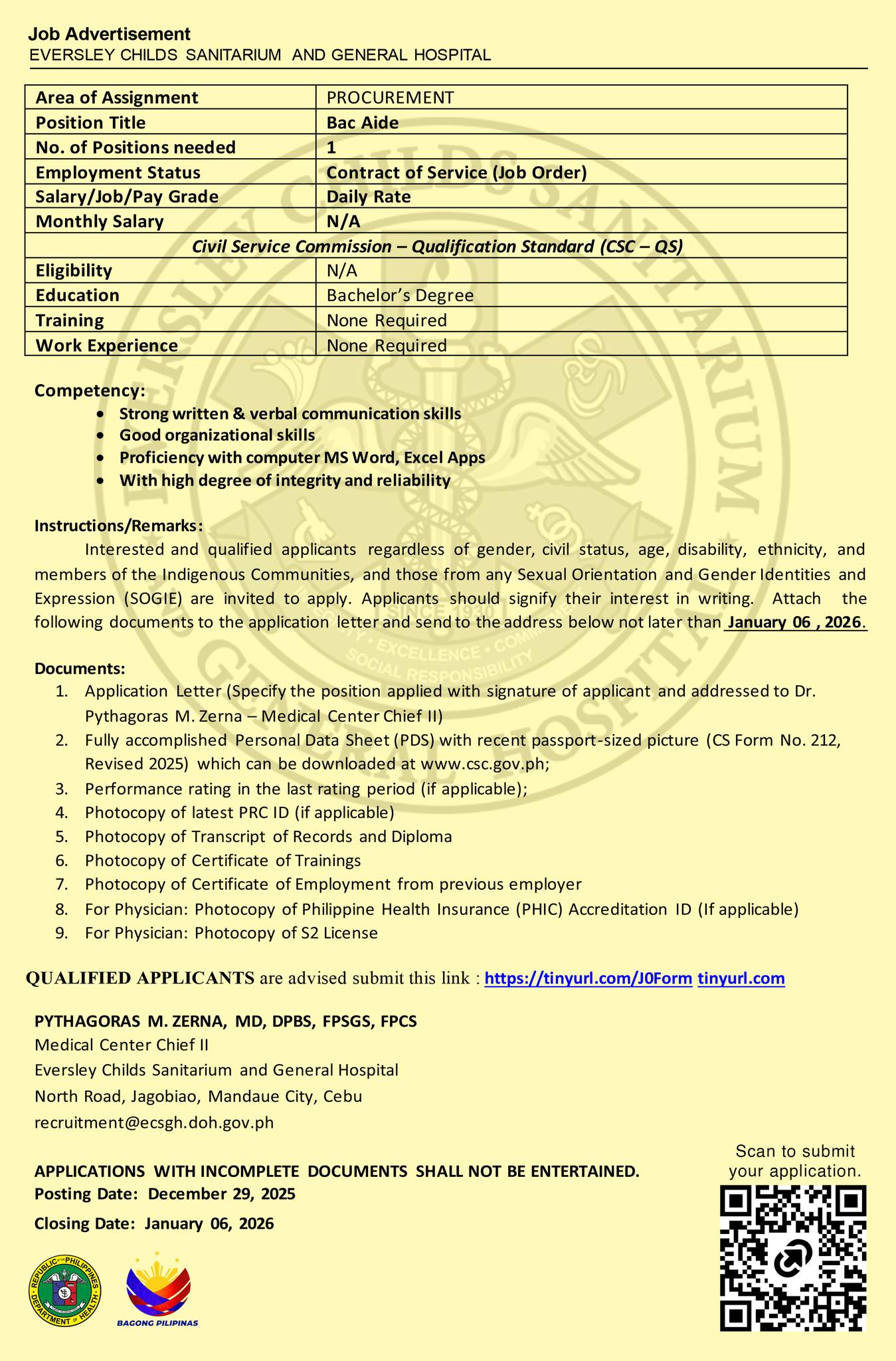 Eversley - Instructions/Remarks: Interested and qualified applicants ...