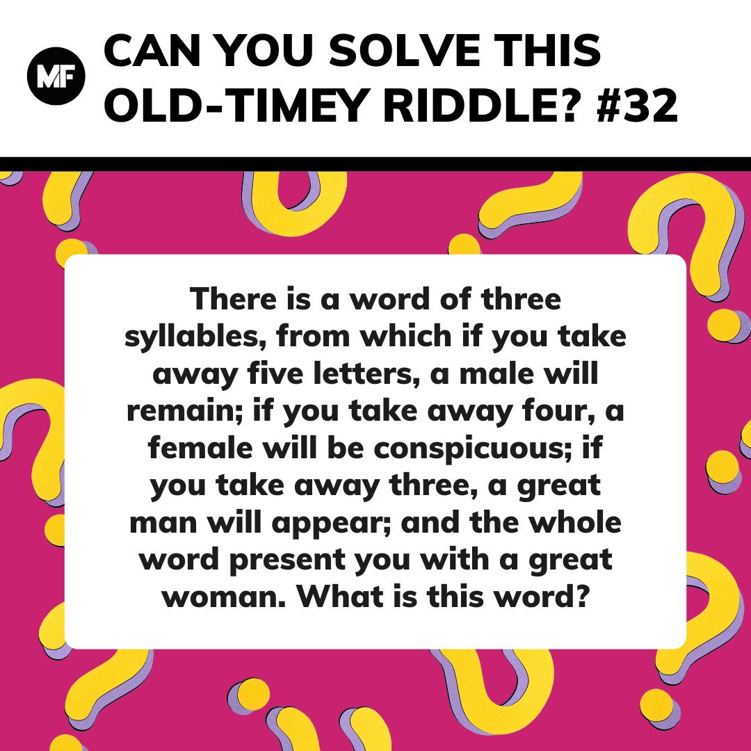Mental - This riddle dates back to 1806—can you figure out the answer ...