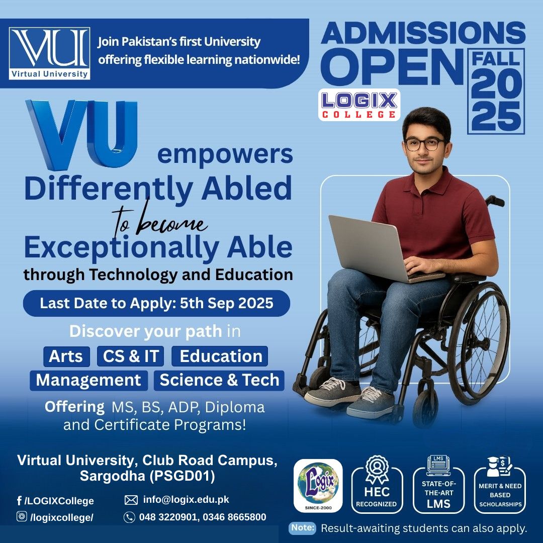 Virtual - 🎓 Admissions Open – Fall 2025! VU empowers Differently Abled ...