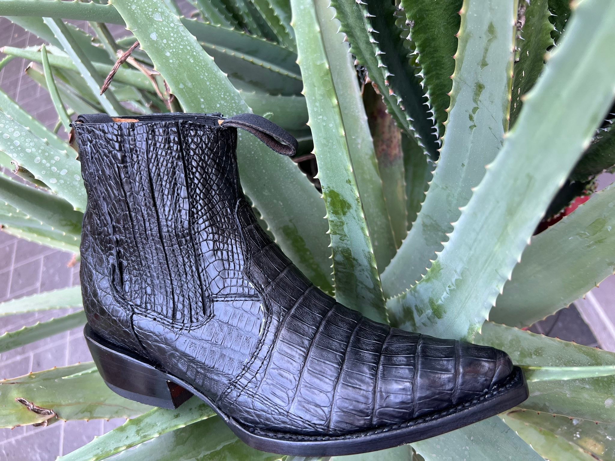 Bottes Go West Cuir Et Crocodile - Pointure 40/US 7 - Style Santiag - Occasion