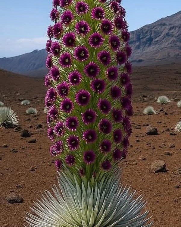 Haleakala silversword plant blooms once in lifetime