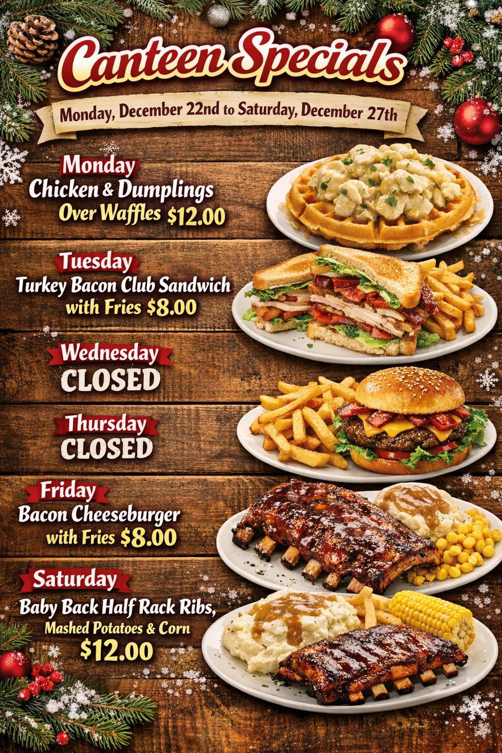 Dominic - 🇺🇸 Canteen Specials Tonight! Plus, Our Regular Menu is ...