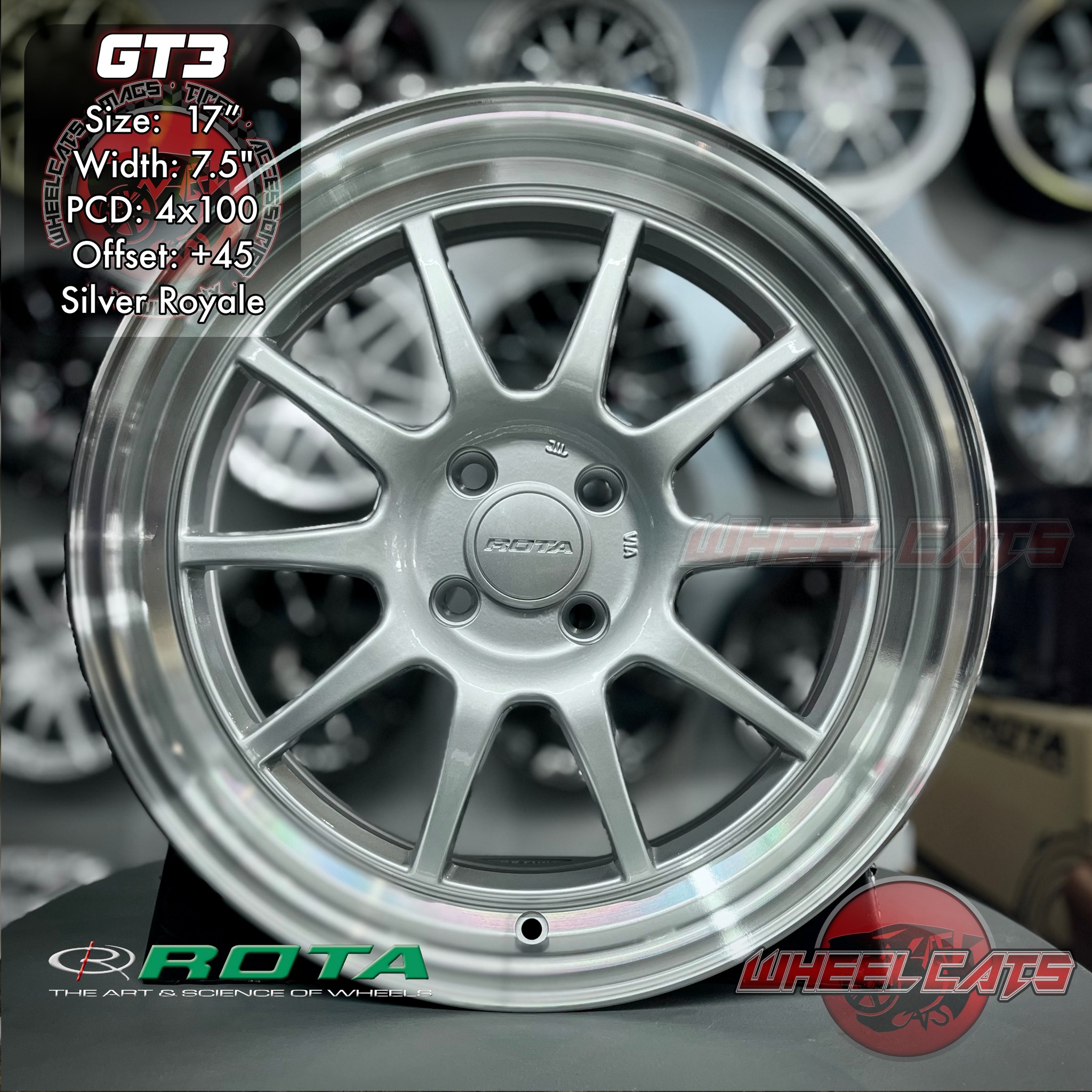 WheelCats - ROTA GT3 17x7.5 in Silver Royale ALL-IN PACKAGE with TIRES ...