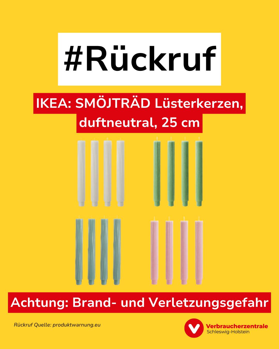 ⚠️ Brandgefahr! IKEA ruft diese Kerzen zurück! SMÖJTRÄD Lüsterkerzen, duftneutral (25 cm) können versteckte Zusatzdochte enthalten → plötzlich große Flamme möglich! 🛑 Betroffen: 606.131.05, SMÖJTRÄD Lüsterkerzen, duftneutral 25 beige 4St. 406.131
