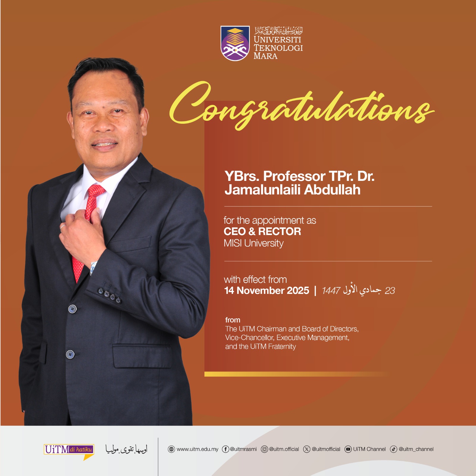 Universiti - Congratulations! Heartiest congratulations to YBrs ...