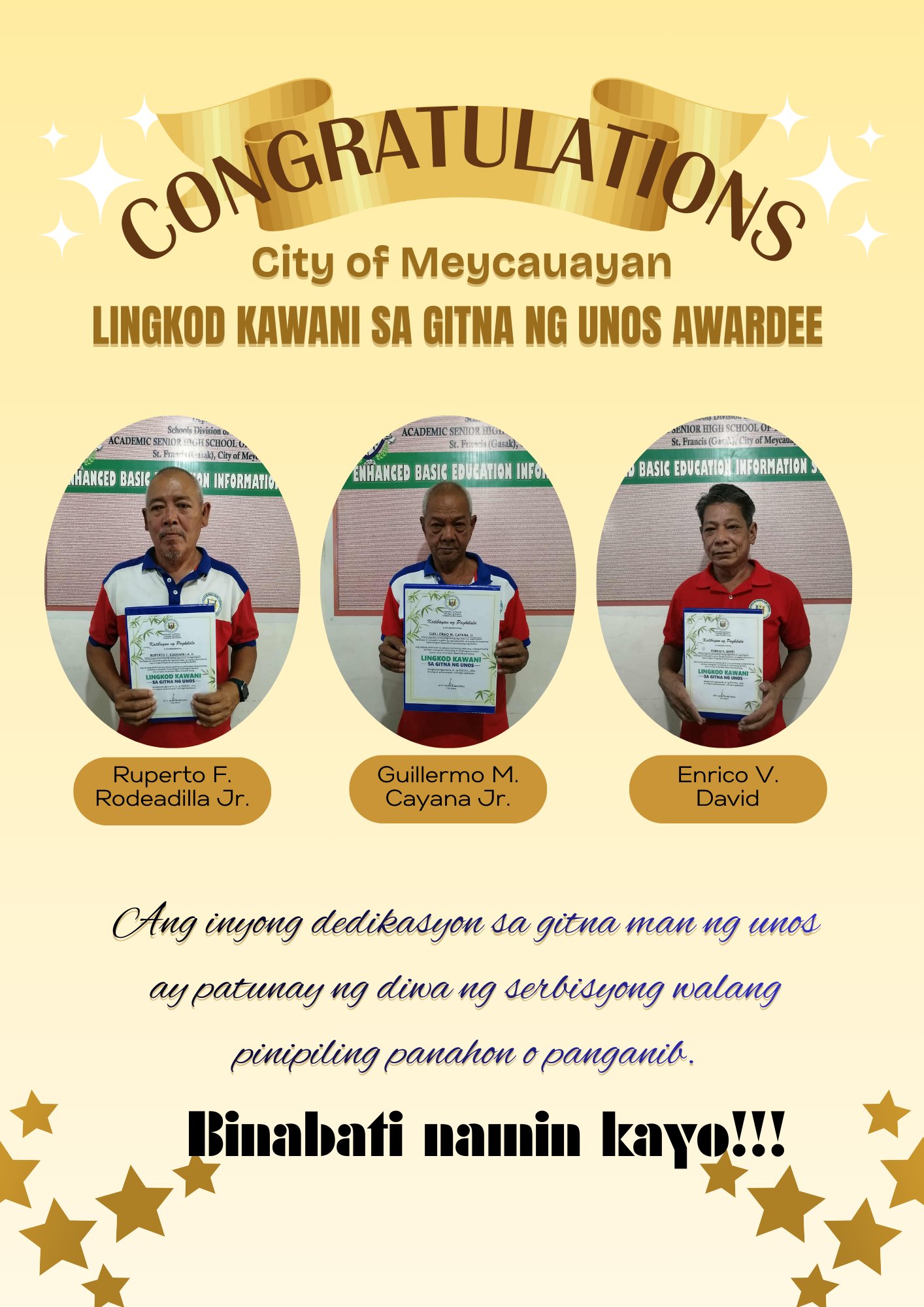 Congratulations!!!!! sa ating mga butihing HRV na kinilala ng City ...