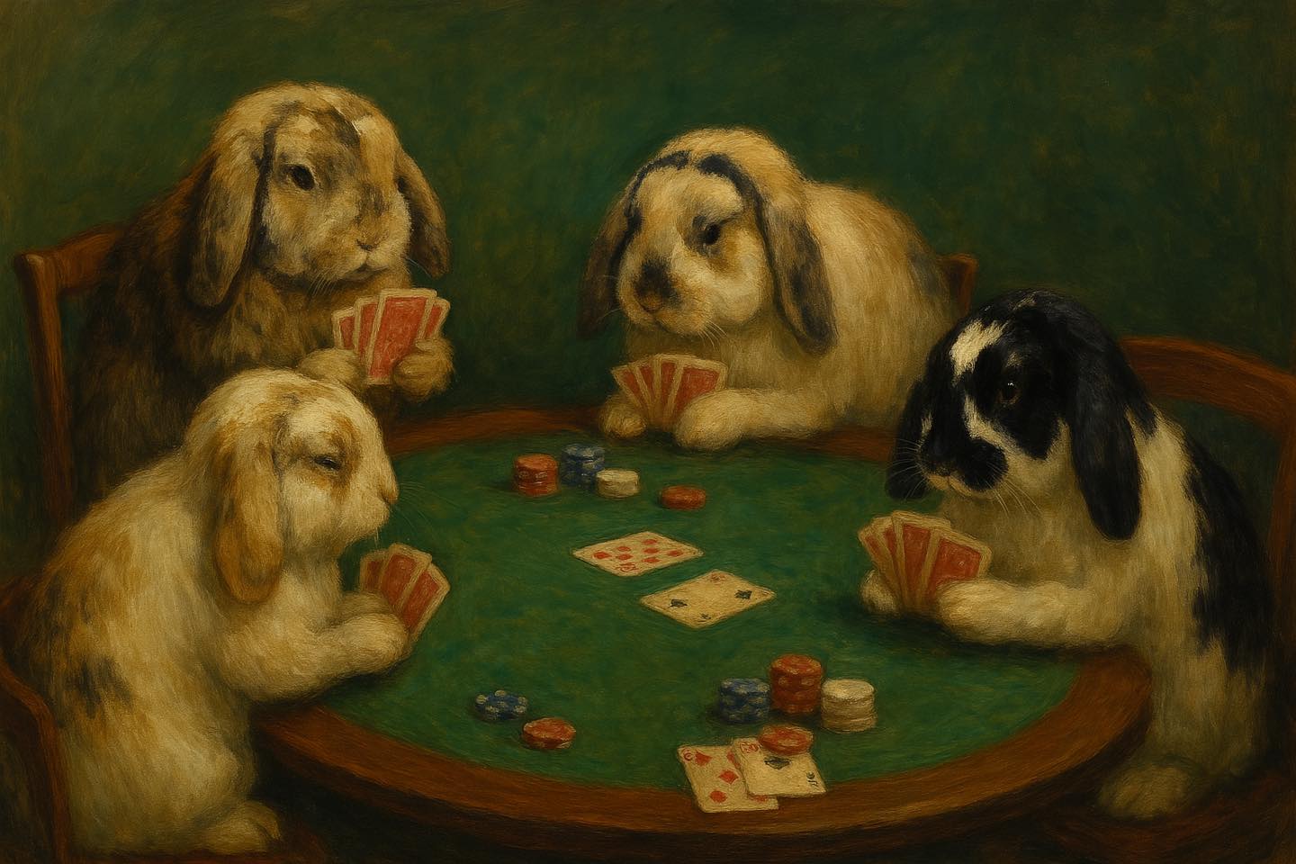 Mini - “Bunnies Playing Poker” 🃏🐰♠️♥️♣️♦️ #Bunnies #Playing #Poker # ...