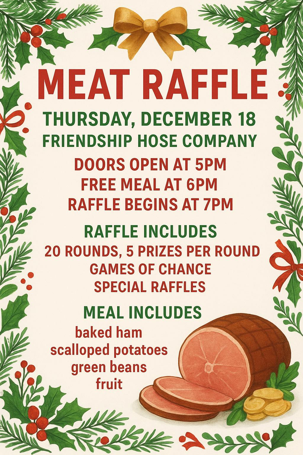 Friendship - 🎄🔥 MEAT RAFFLE – YOU’RE INVITED! 🔥🎄 Thursday, December ...