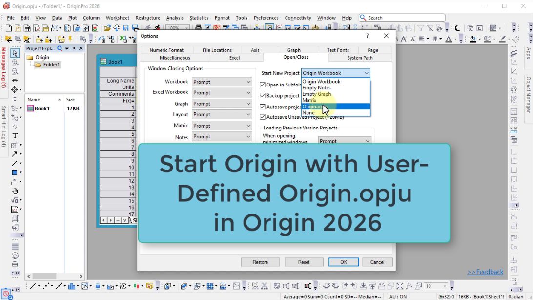 OriginLab - Origin 2026 allows user to design his/her default project ...
