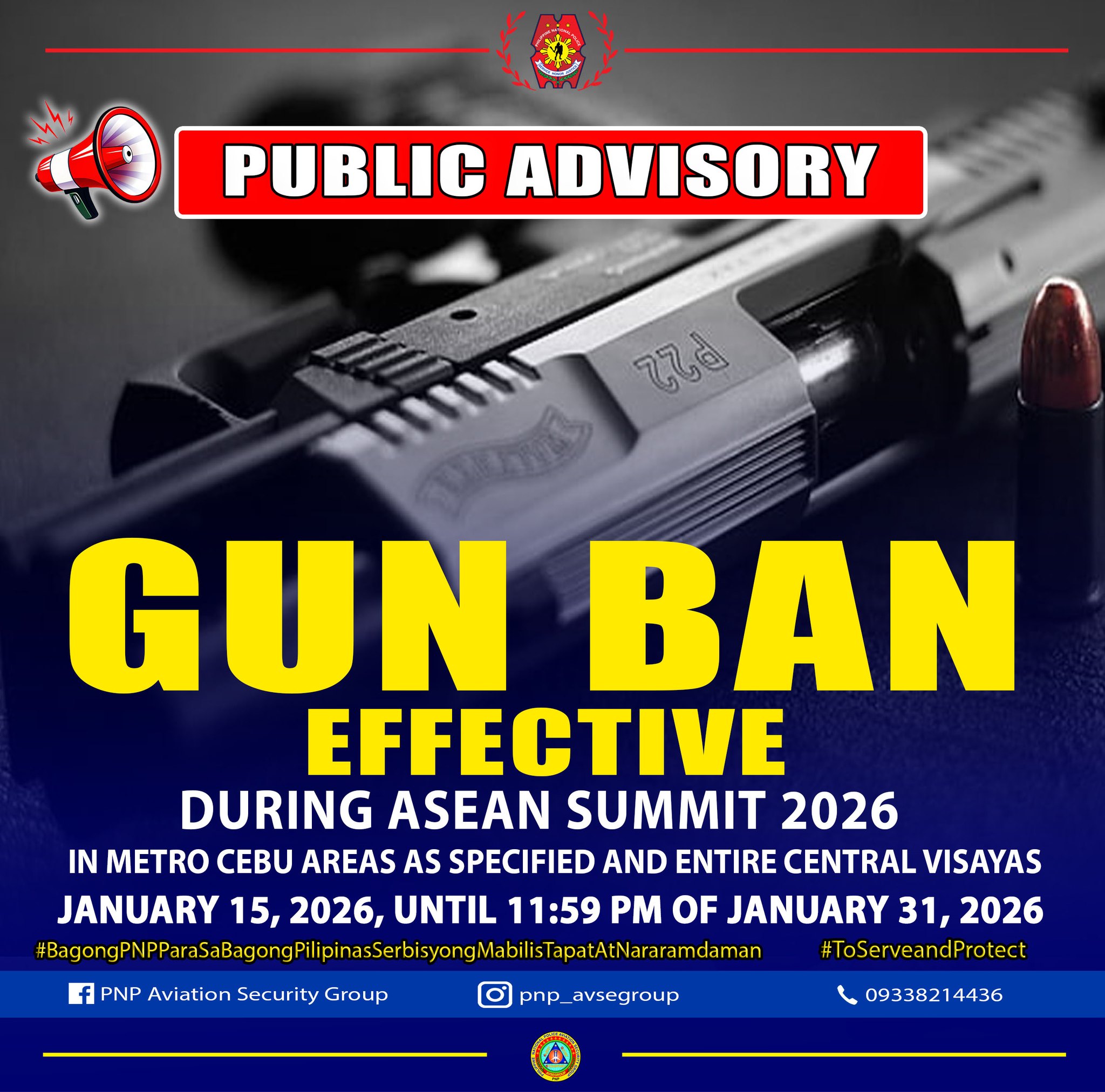 PUBLIC ADVISORY: Gun Ban for... - PNP Aviation Security Group | Facebook