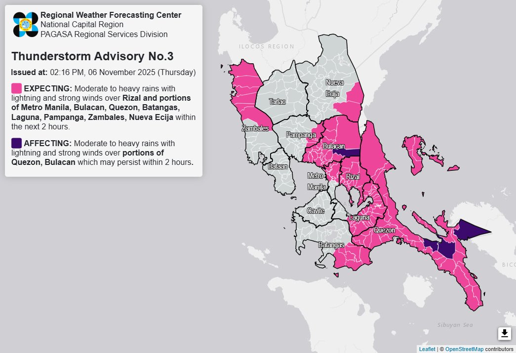 DZRH - WEATHER UPDATE: As of 2:16 PM ngayong Huwebes, Nobyembre 6 ...