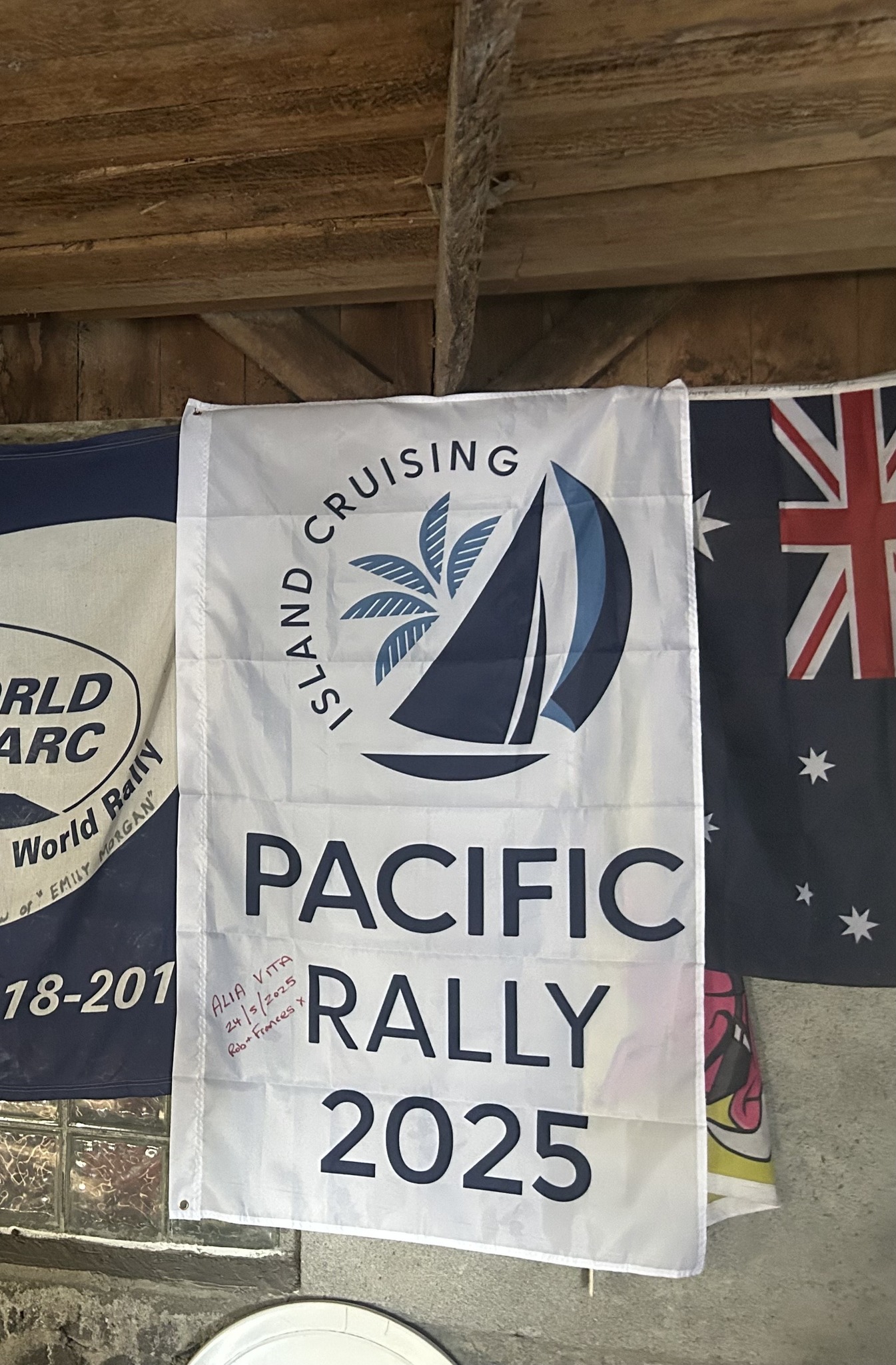 Island - The Pacific Rally 2025 flag is flying at Dillons Bay Yacht ...