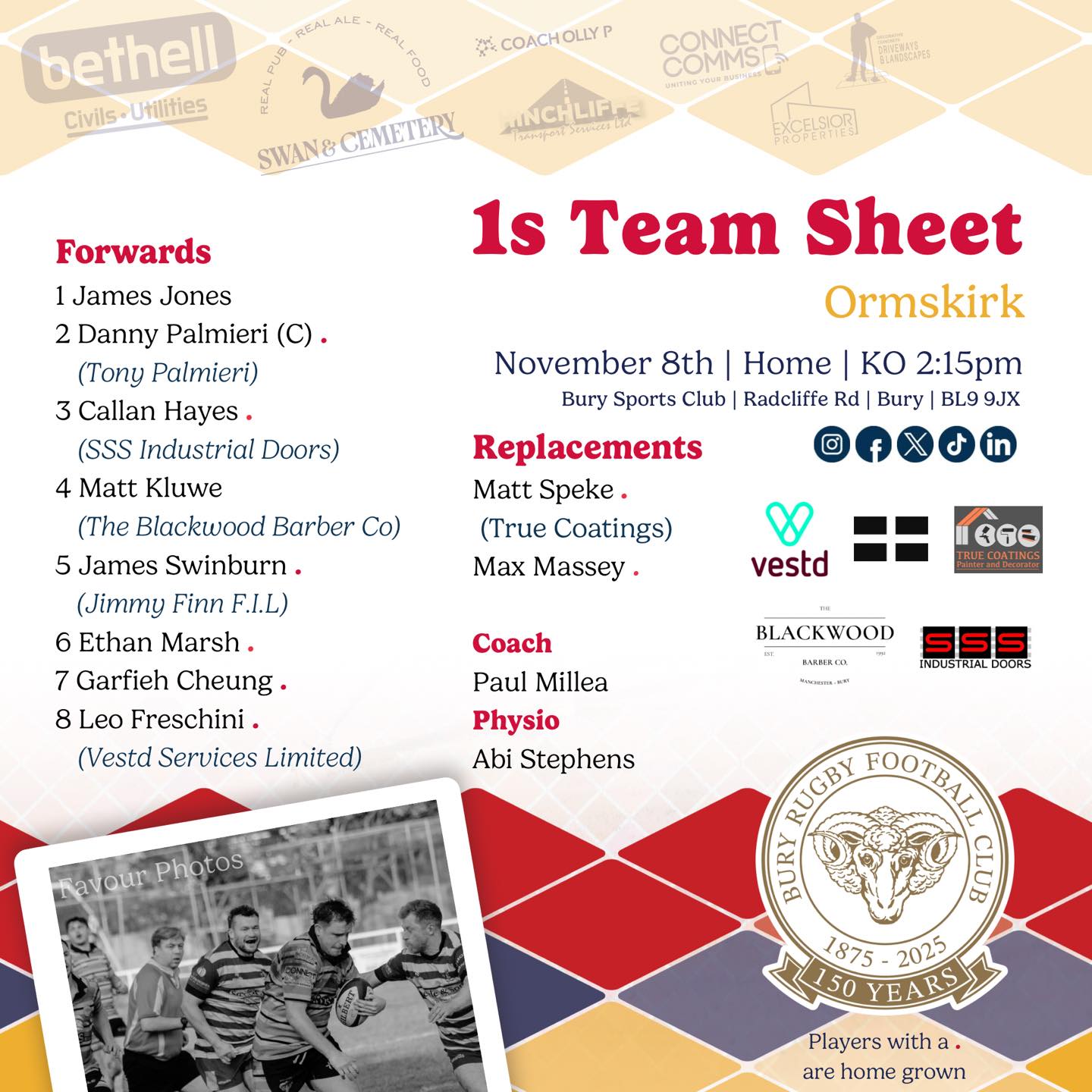 Bury RUFC - 🚨 Team News 🚨 A very busy weekend with all... | Facebook