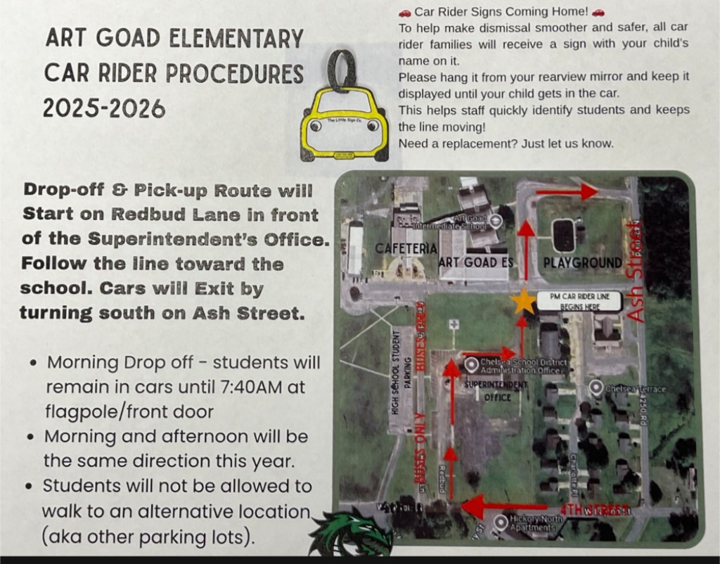Art Goad Elementary Car Rider... - Chelsea Public School | Facebook