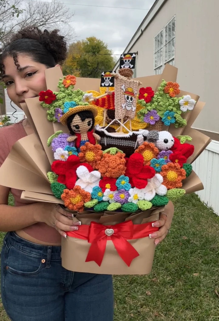 Dani Crochet is making these One Piece Bouquets. Incredible