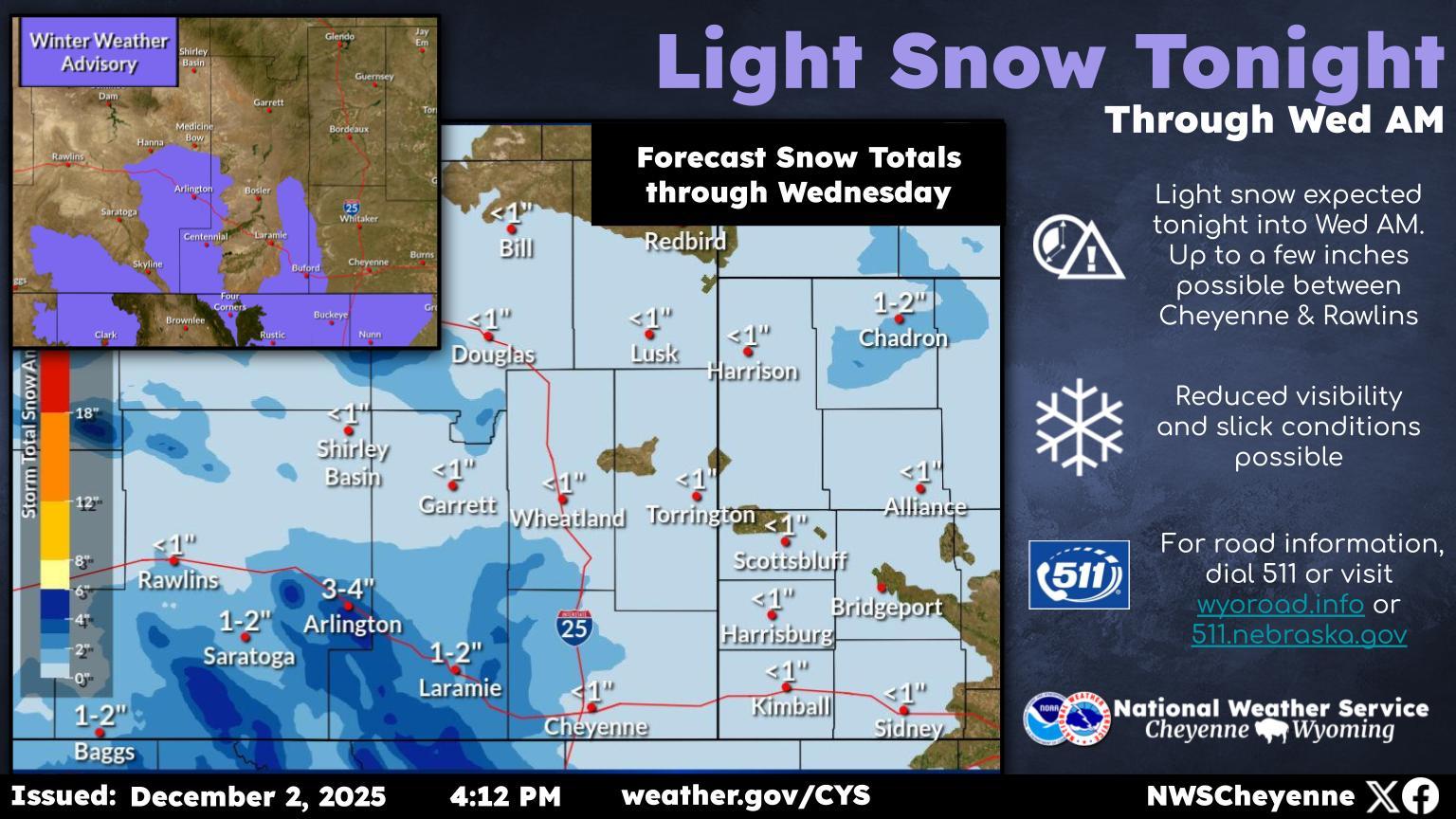 US - 4:15PM 12/2 - Another round of light snow is expected to move ...