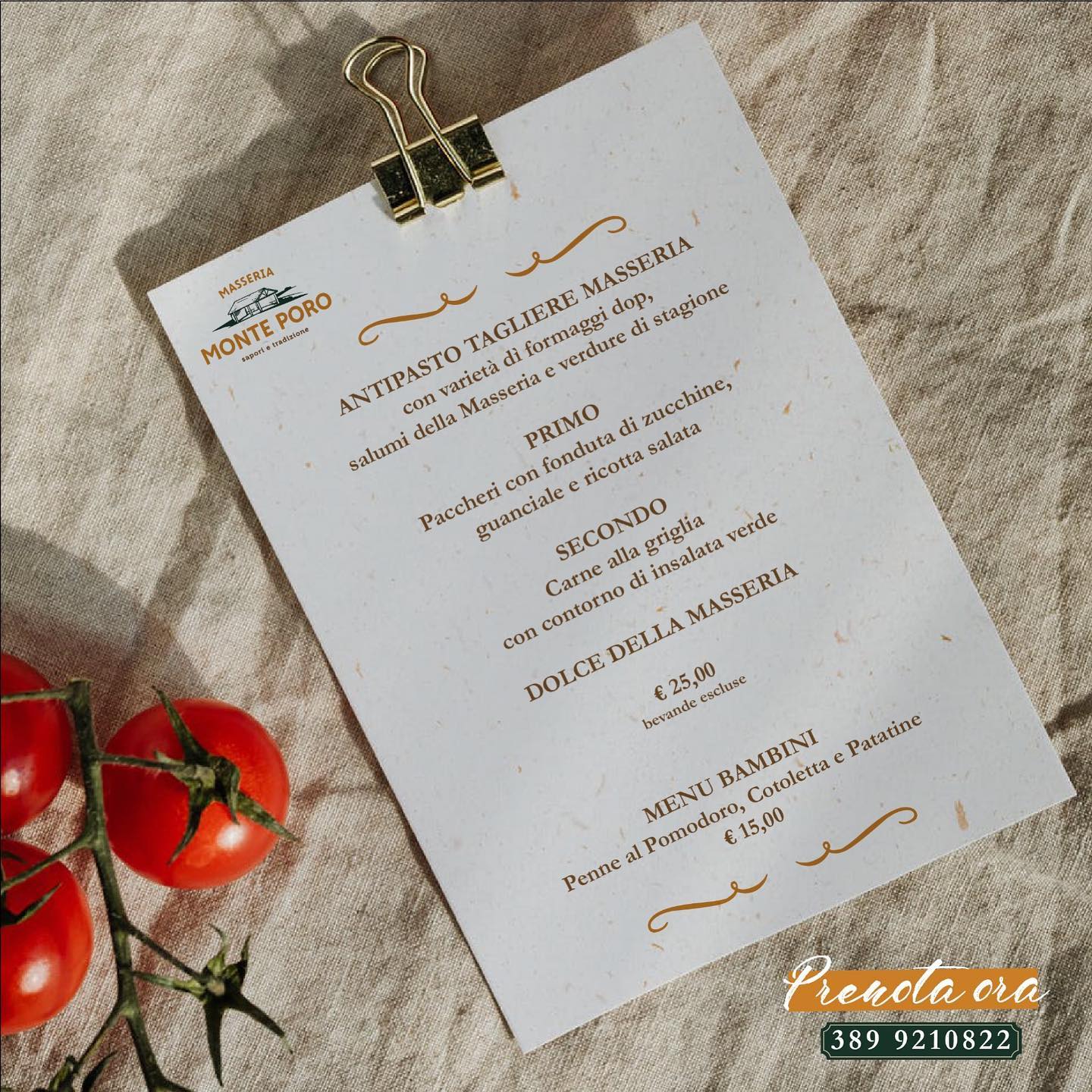 Notizia: MENU Di Oggi e Domani... - Masseria Monte Poro | Facebook