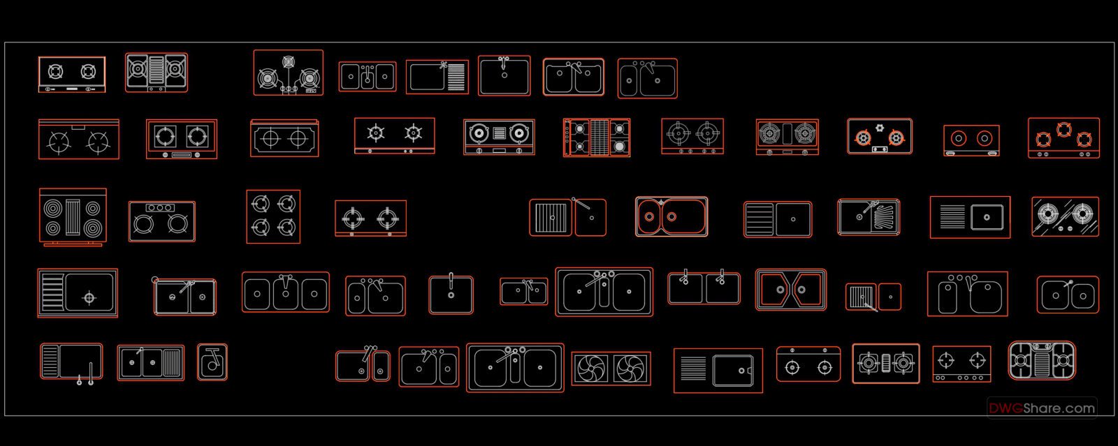 DWGshare - 88.Kitchen furniture AutoCAD blocks free download https ...