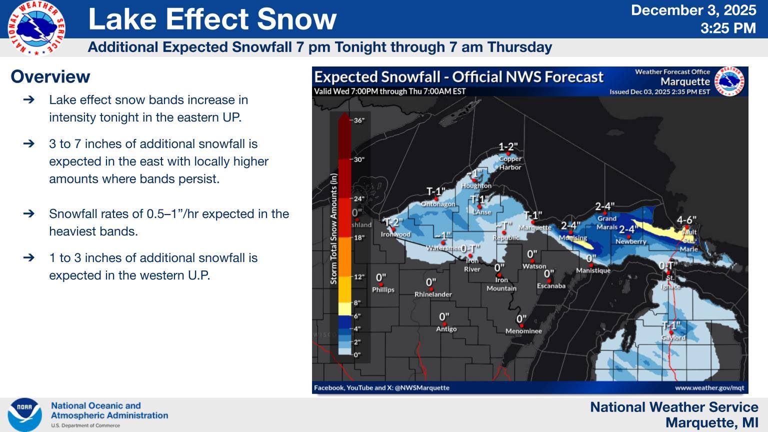 US - Lake effect snow bands increase in intensity tonight in the ...