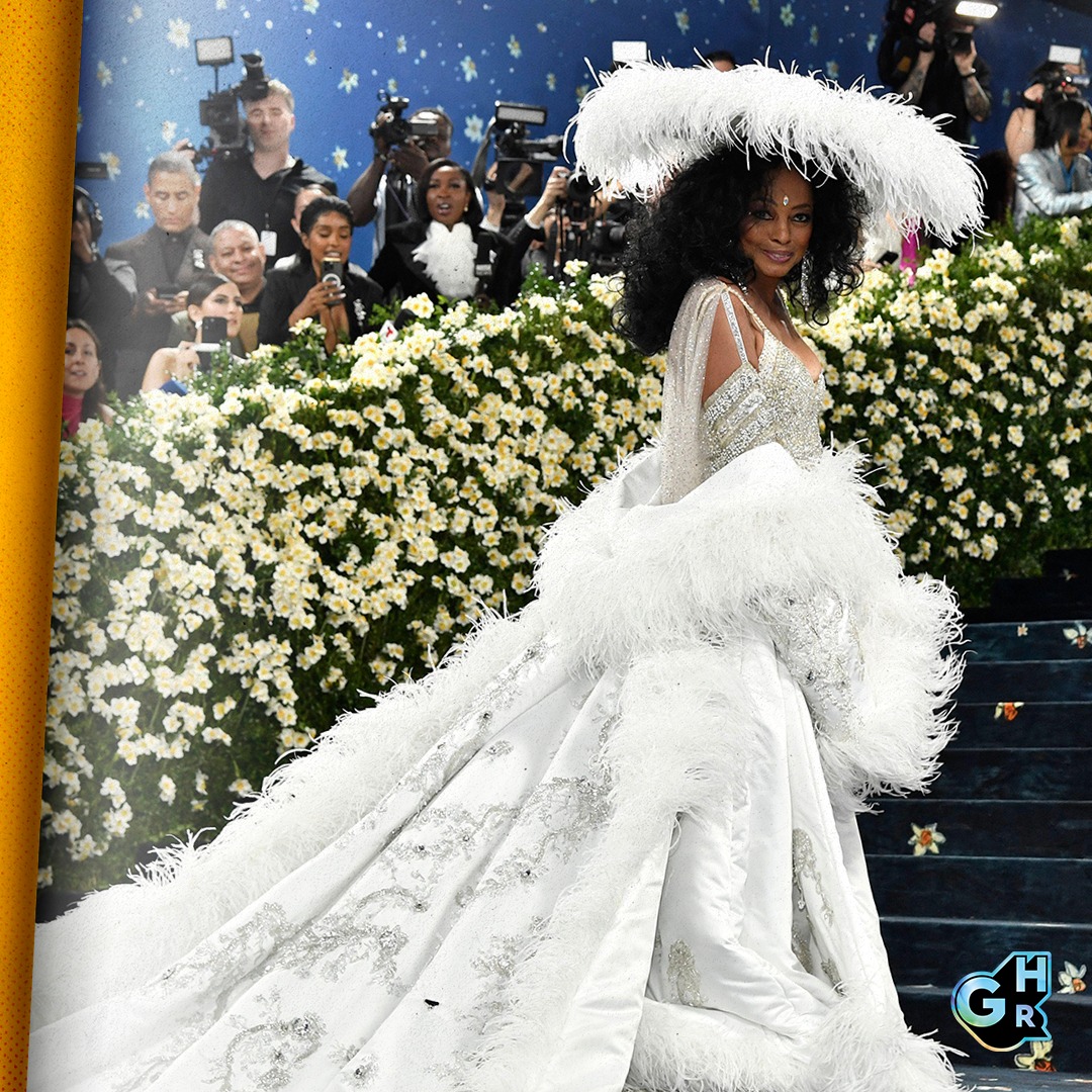 An iconic return. ✨ Diana Ross attended the #MetGala for the first time in 22 years last night. She personalised her dress with an 18-foot train embroidered with the names of her