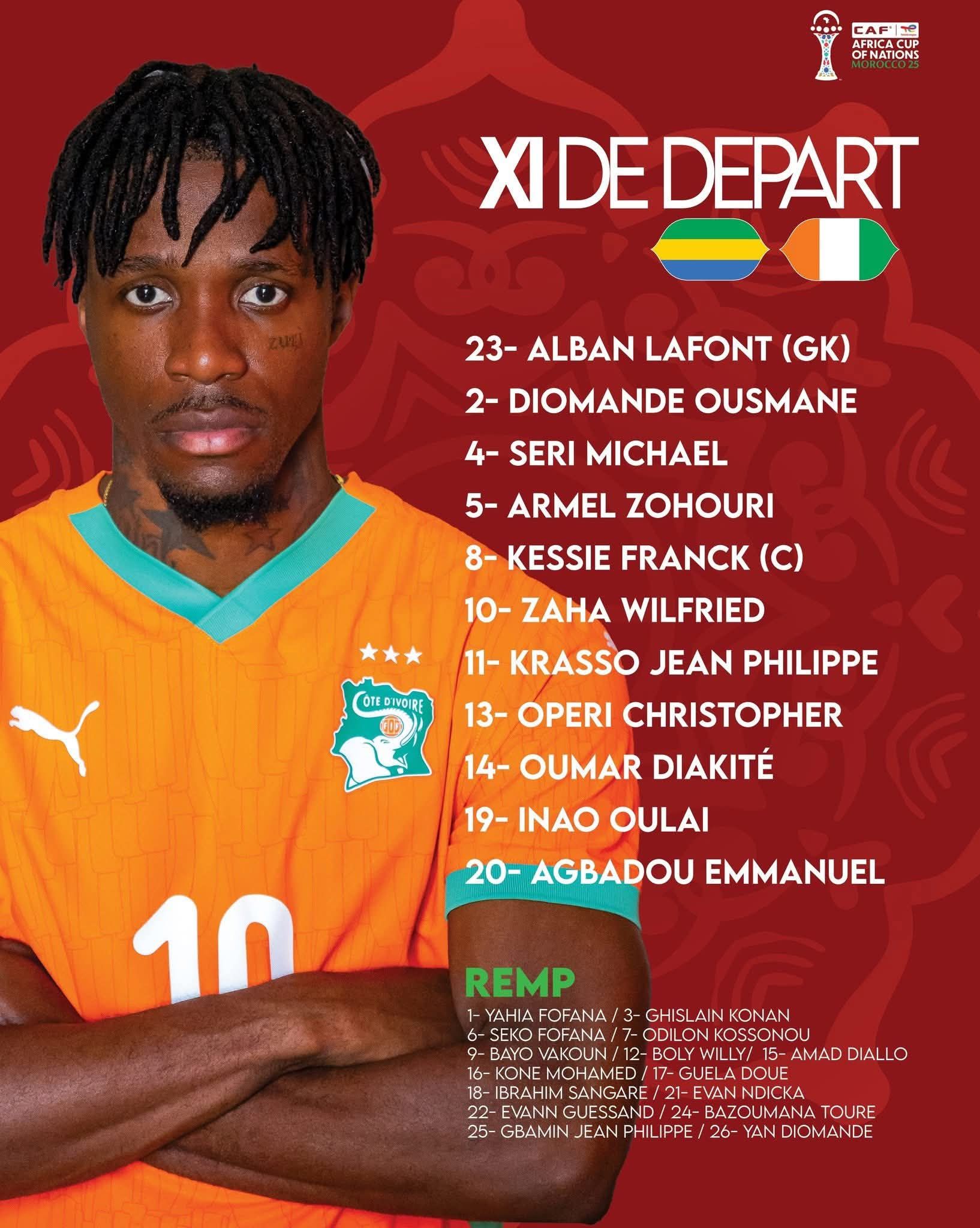 Côte - ⚽🇨🇮 Les 11 éléphants de départ face au Gabon. | Facebook