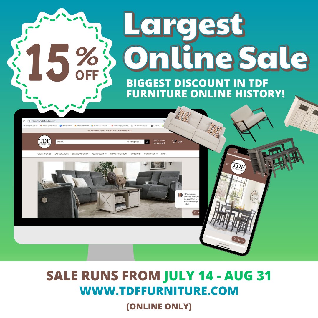 TDF - 🚨 TDF Furniture’s Largest Online Sale EVER is here! For the first ...