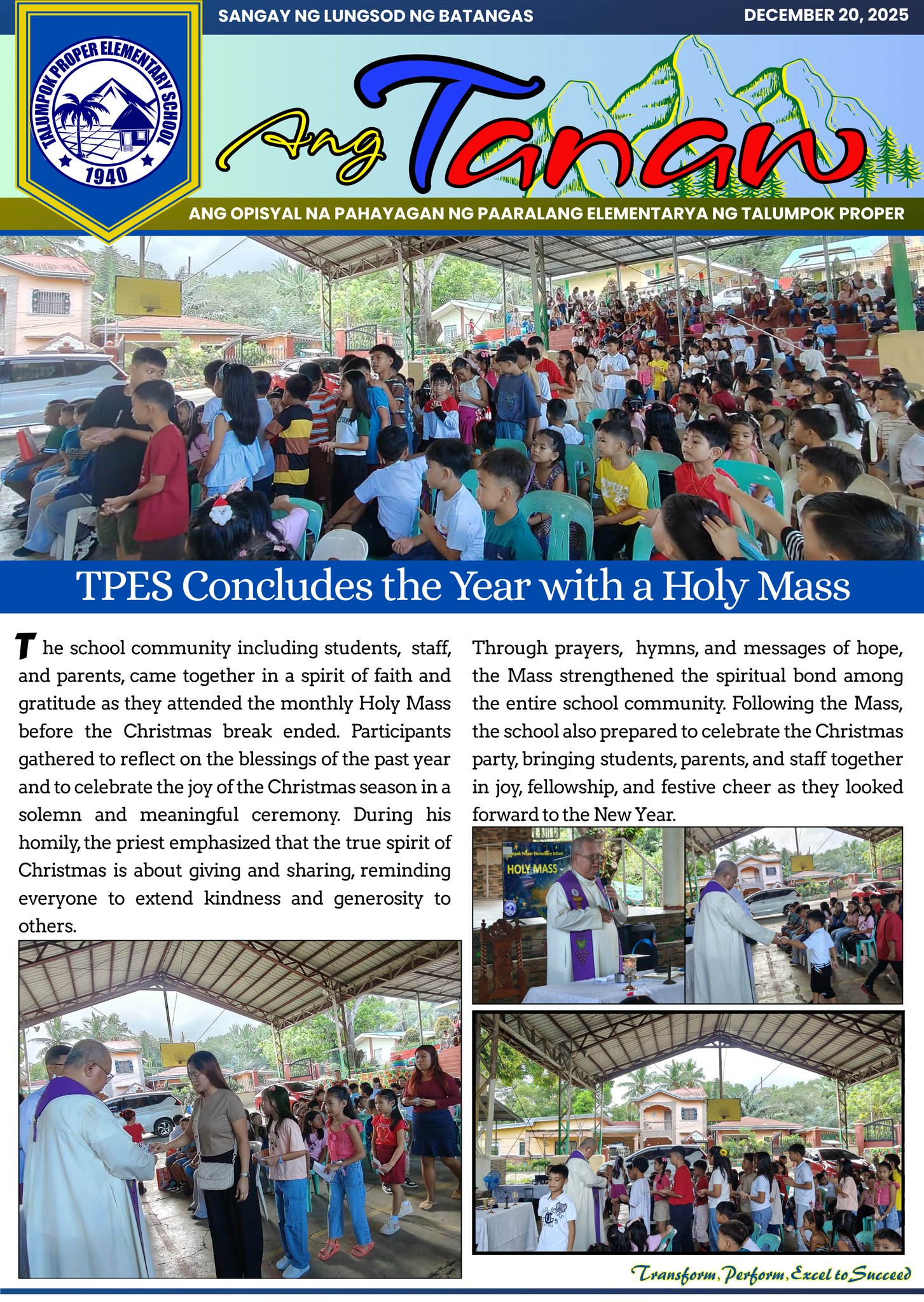 DepEd - TPES united in prayer through the Holy Mass, celebrating the ...