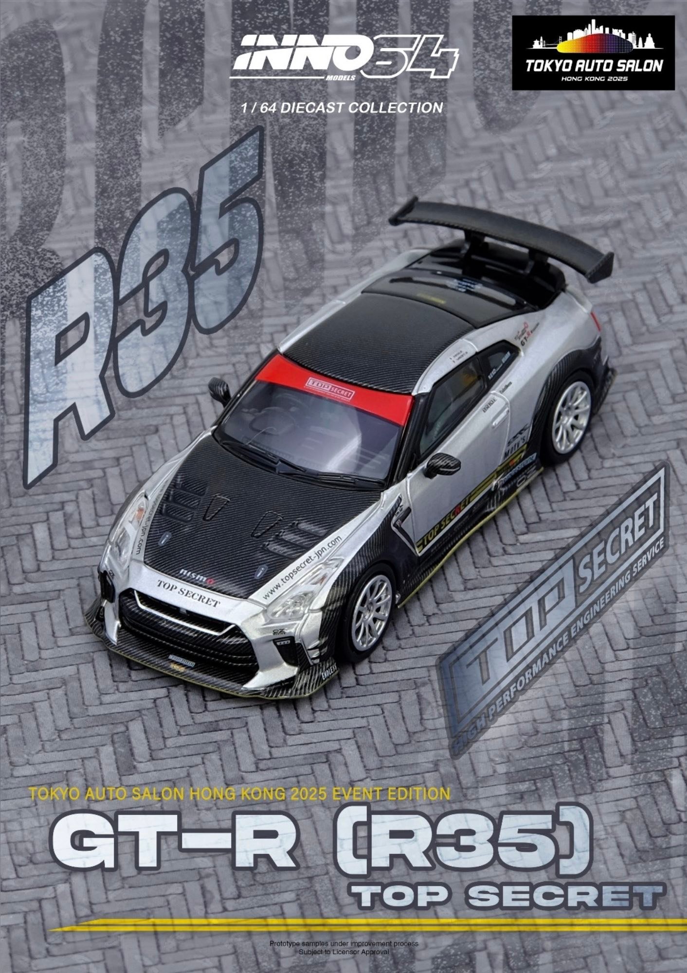 INNO64 1/64 日産GTR35 TOPSECRET 2025イベント限定 INNO64 Nissan GT-R (R35) Top Secret Silver | 2025 Tokyo Auto Salon