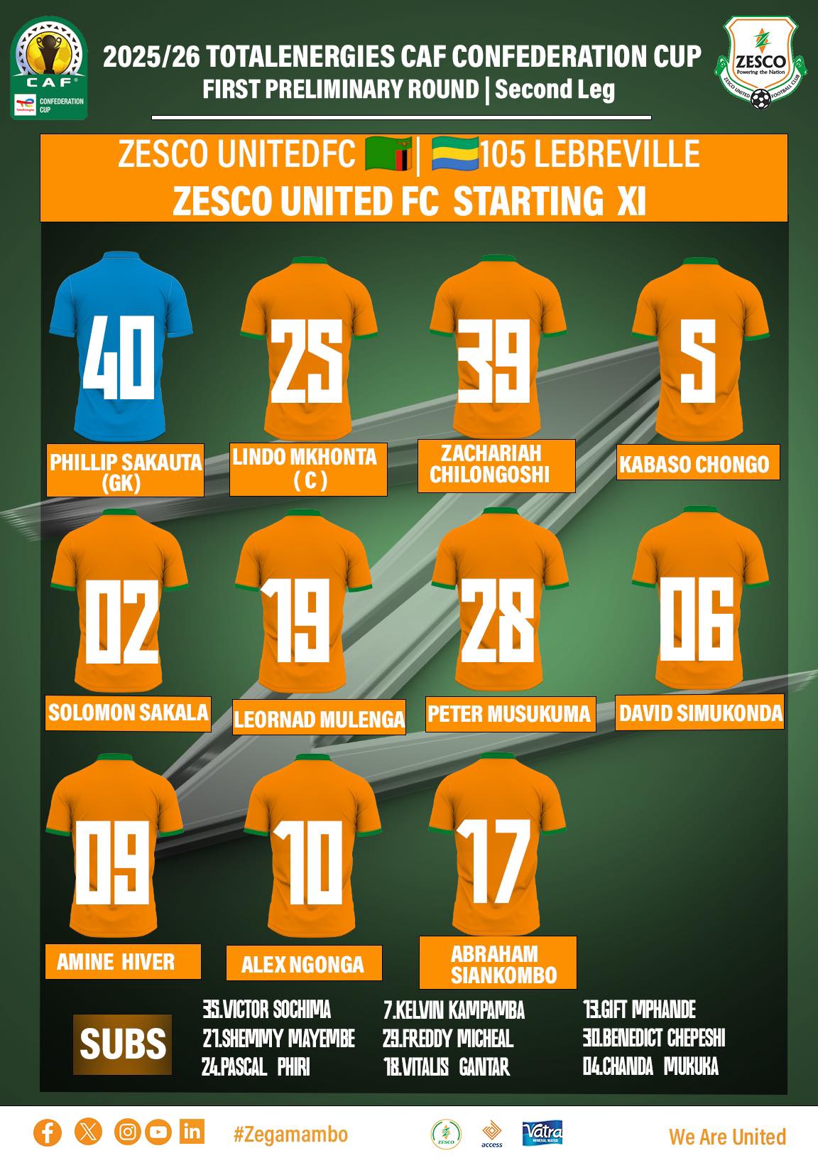 ZESCO United FC - The ZESCO side to face FC 105 at 15:00... | Facebook