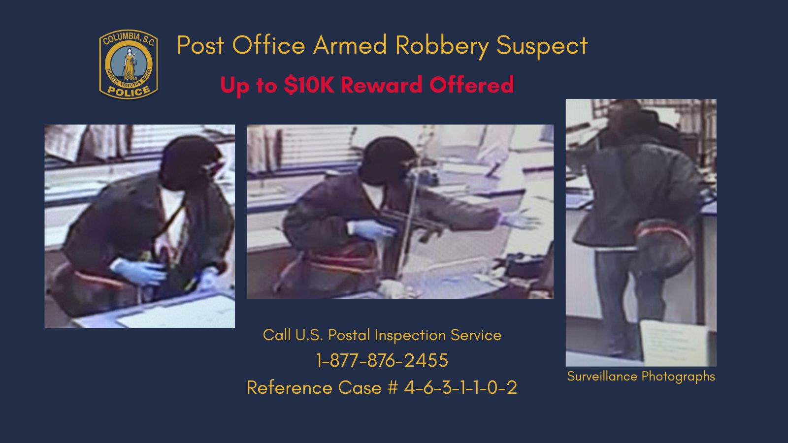 Columbia - #ColumbiaPDSC & @USPIS_HQ are investigating an armed robbery ...