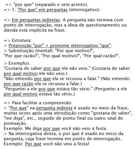 Língua - Por que (separado e sem acento) | Facebook