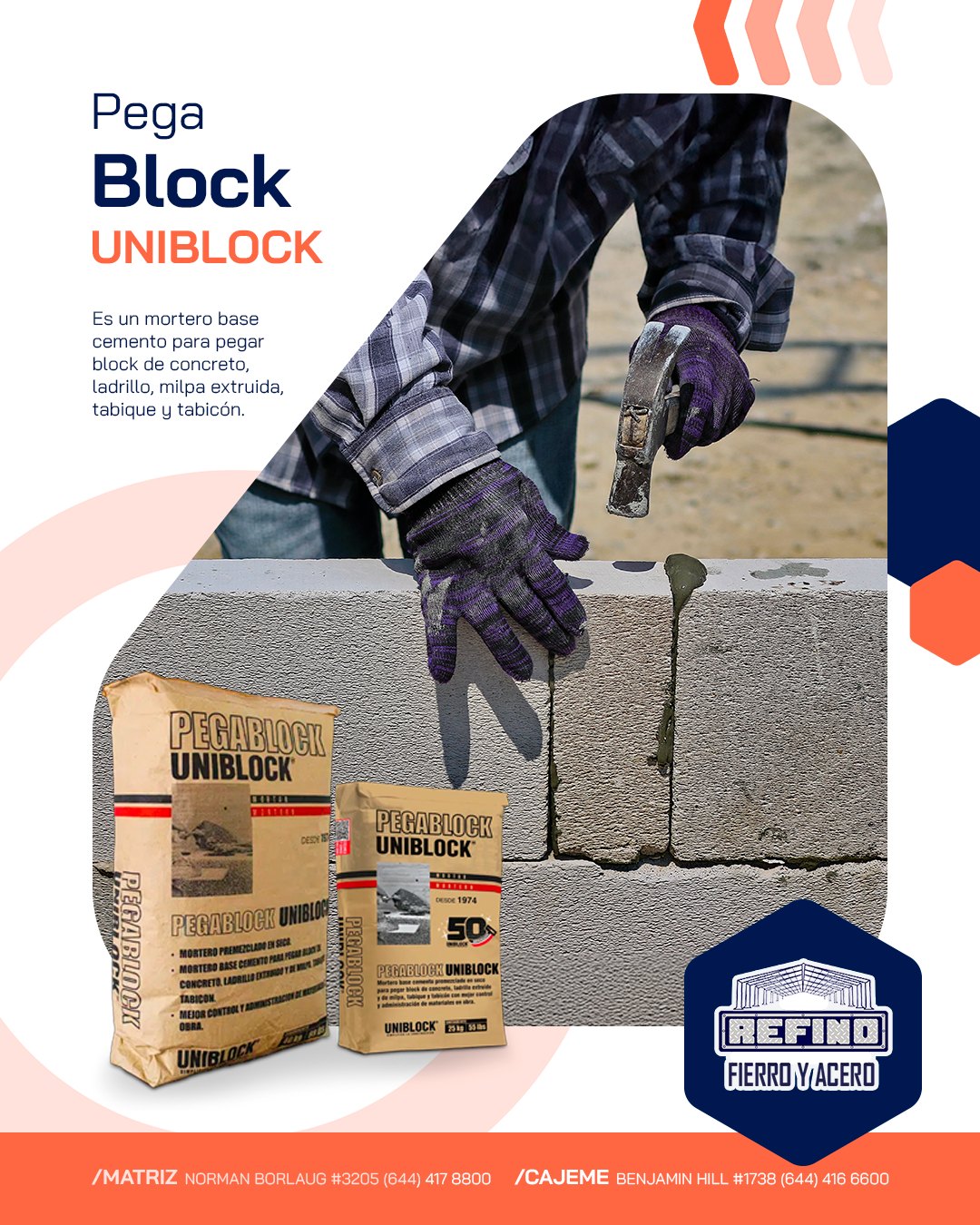 Refino - Pegablock Uniblock es un mortero base cemento para pegar block ...