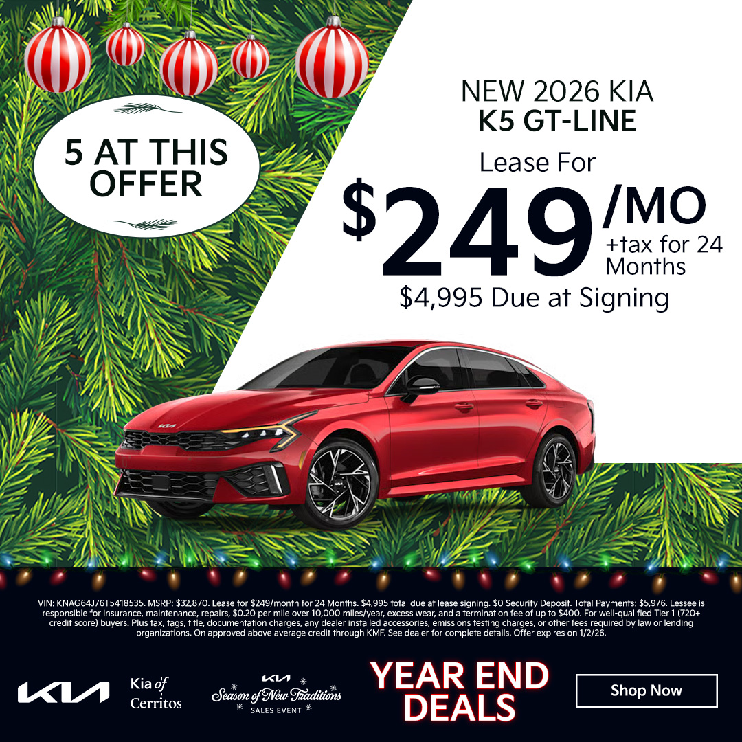 山 Year-End Deals are happening now at Kia of Cerritos. The Season of
