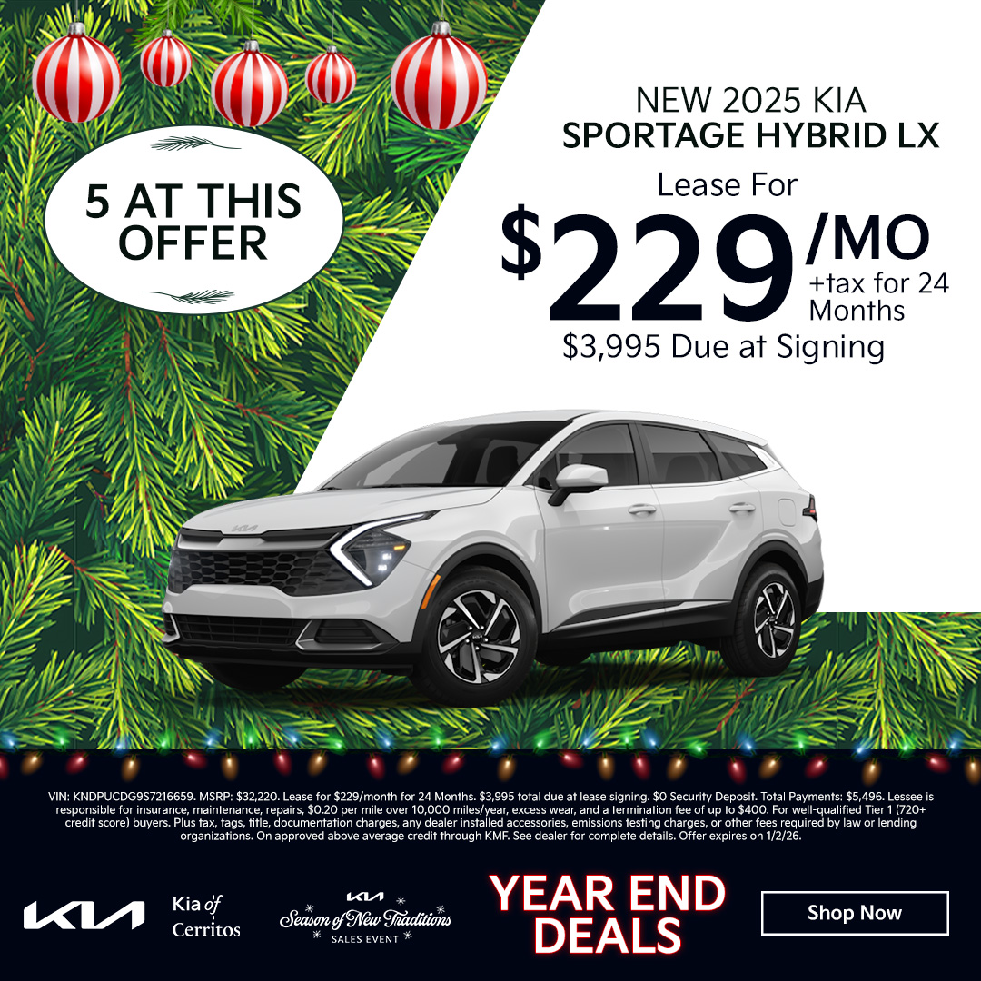 Year-End Deals are happening now at Kia of Cerritos. The Season of