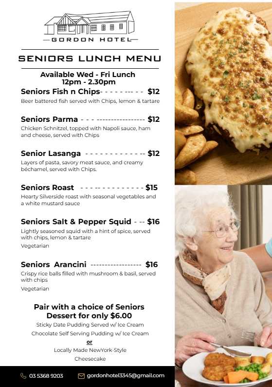 Gordon - 🍽️ Seniors Menu Now Available! 👵👴 Looking for a great value ...
