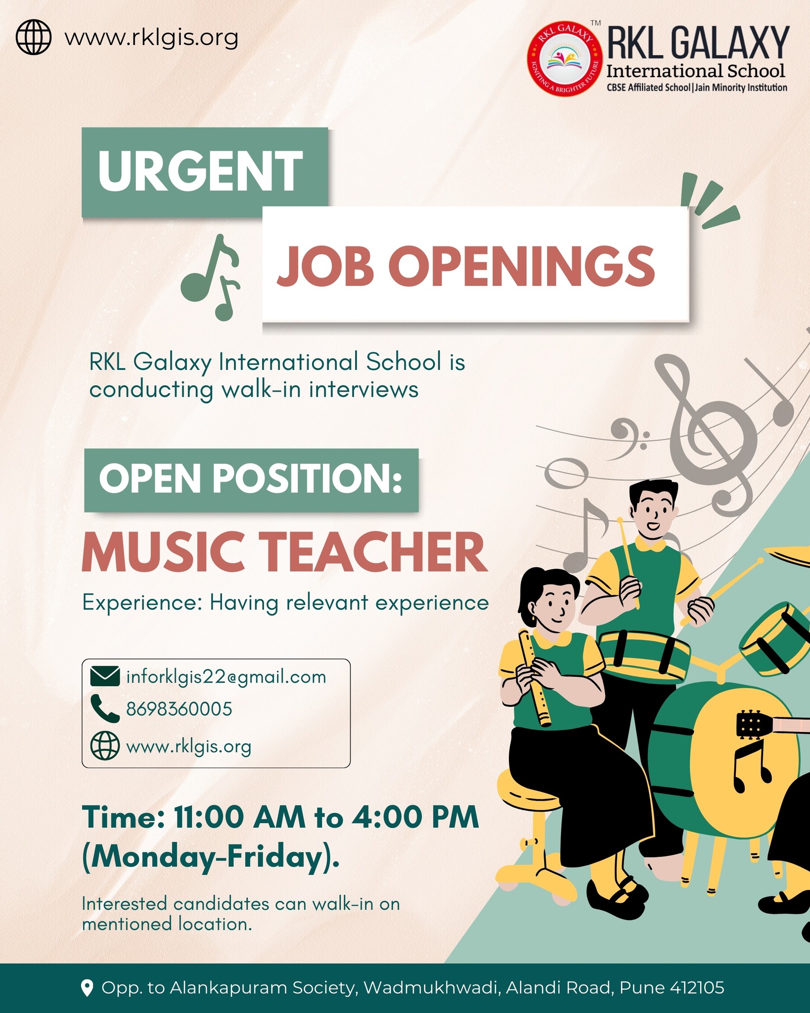 🎶 We're Hiring a Music... - RKLGalaxy International School | Facebook