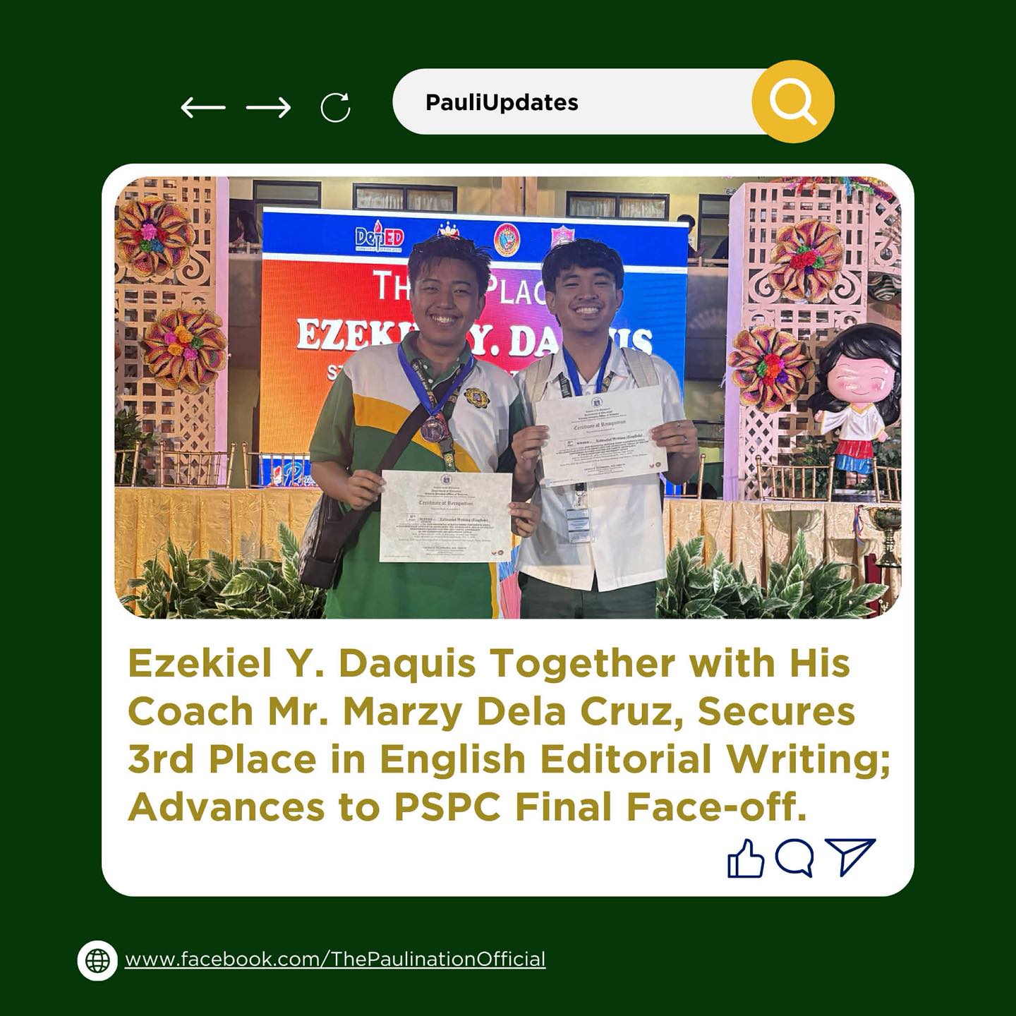 The Paulination - Ezekiel Y. Daquis brought pride and honor to the ...