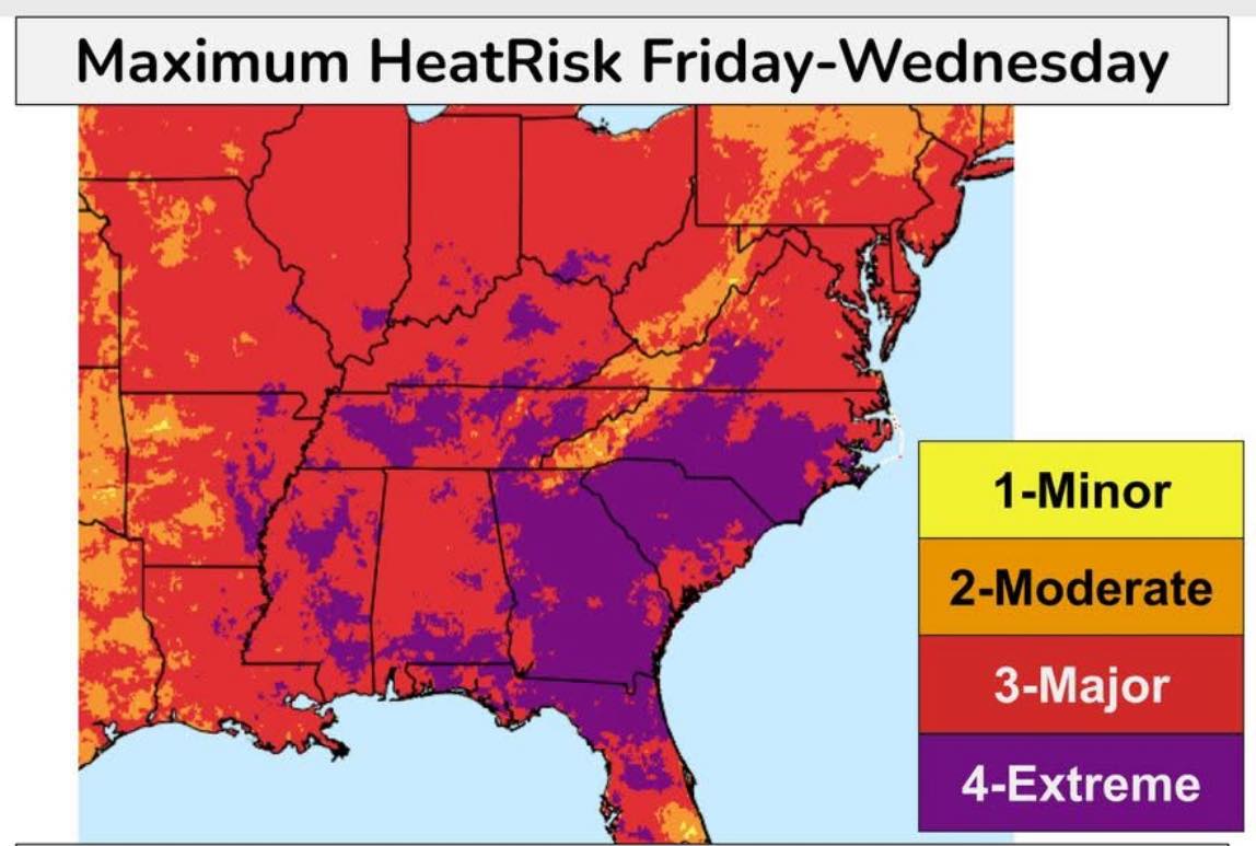 WYFF News 4 - ‼️ Level 4 “Extreme” heat wave expected this... | Facebook