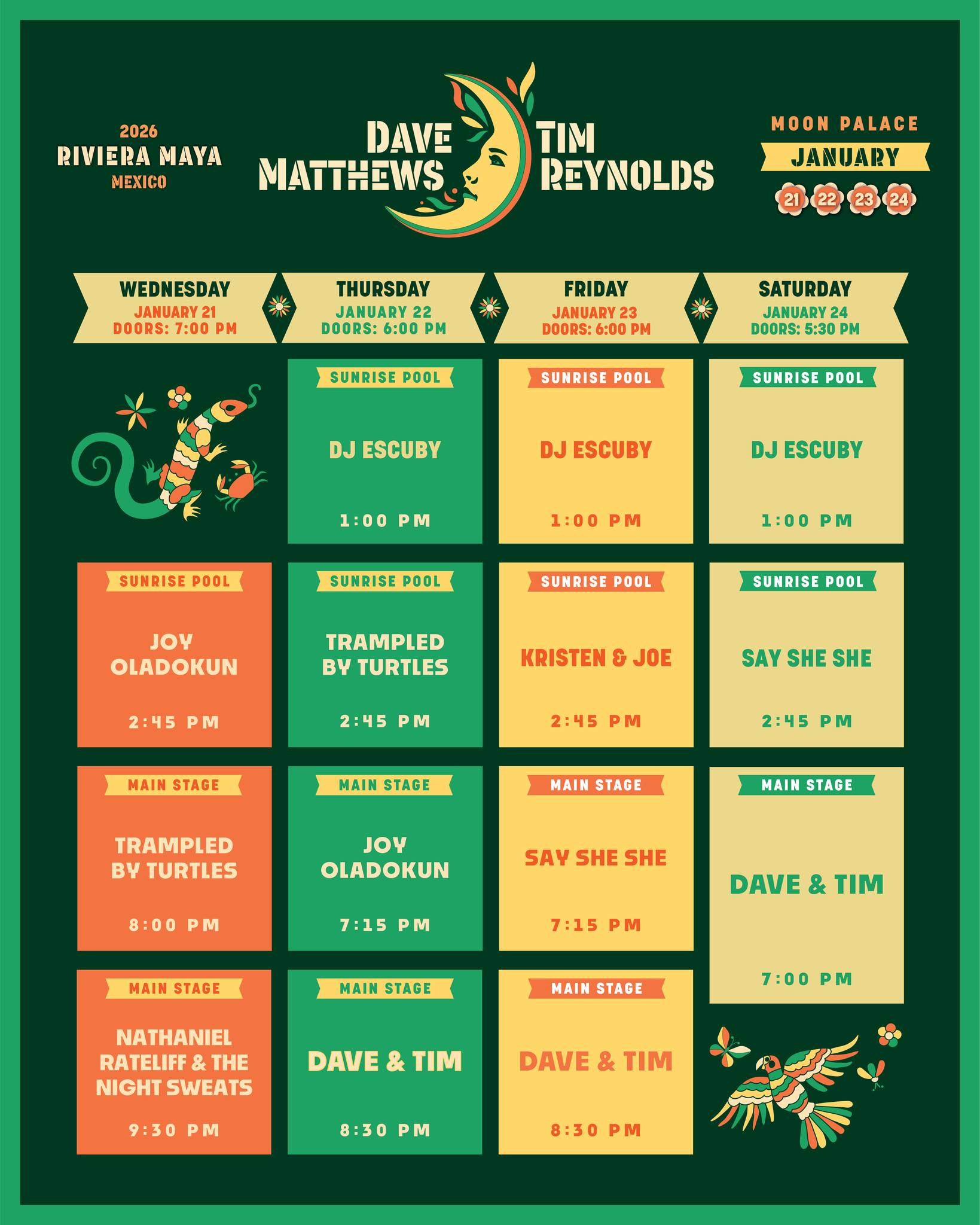 Dave - The Dave & Tim Riviera Maya Schedule is here! 🌙 We can't wait to ...