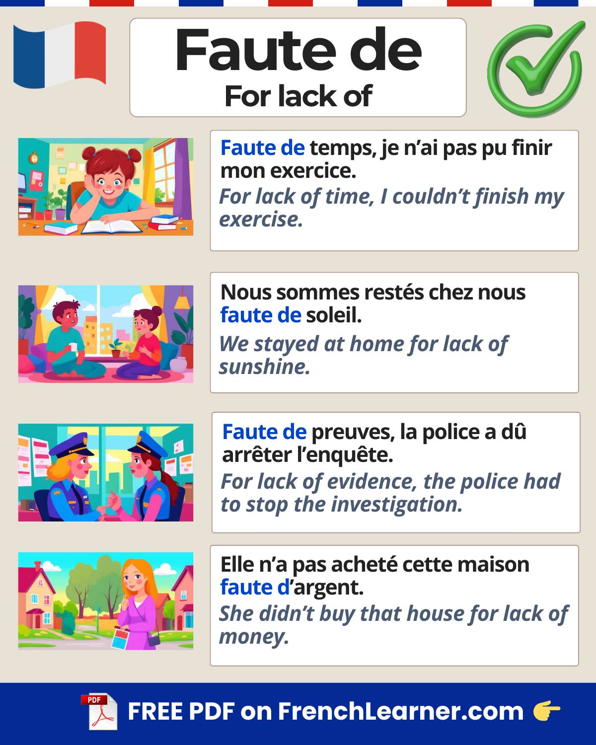 Faute de is a... - FrenchLearner Word of the Day Lessons | Facebook