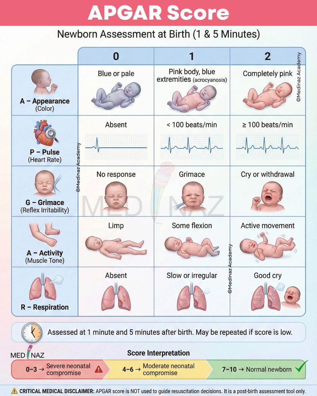 Medinaz - APGAR SCORE: The APGAR score is a rapid clinical assessment ...