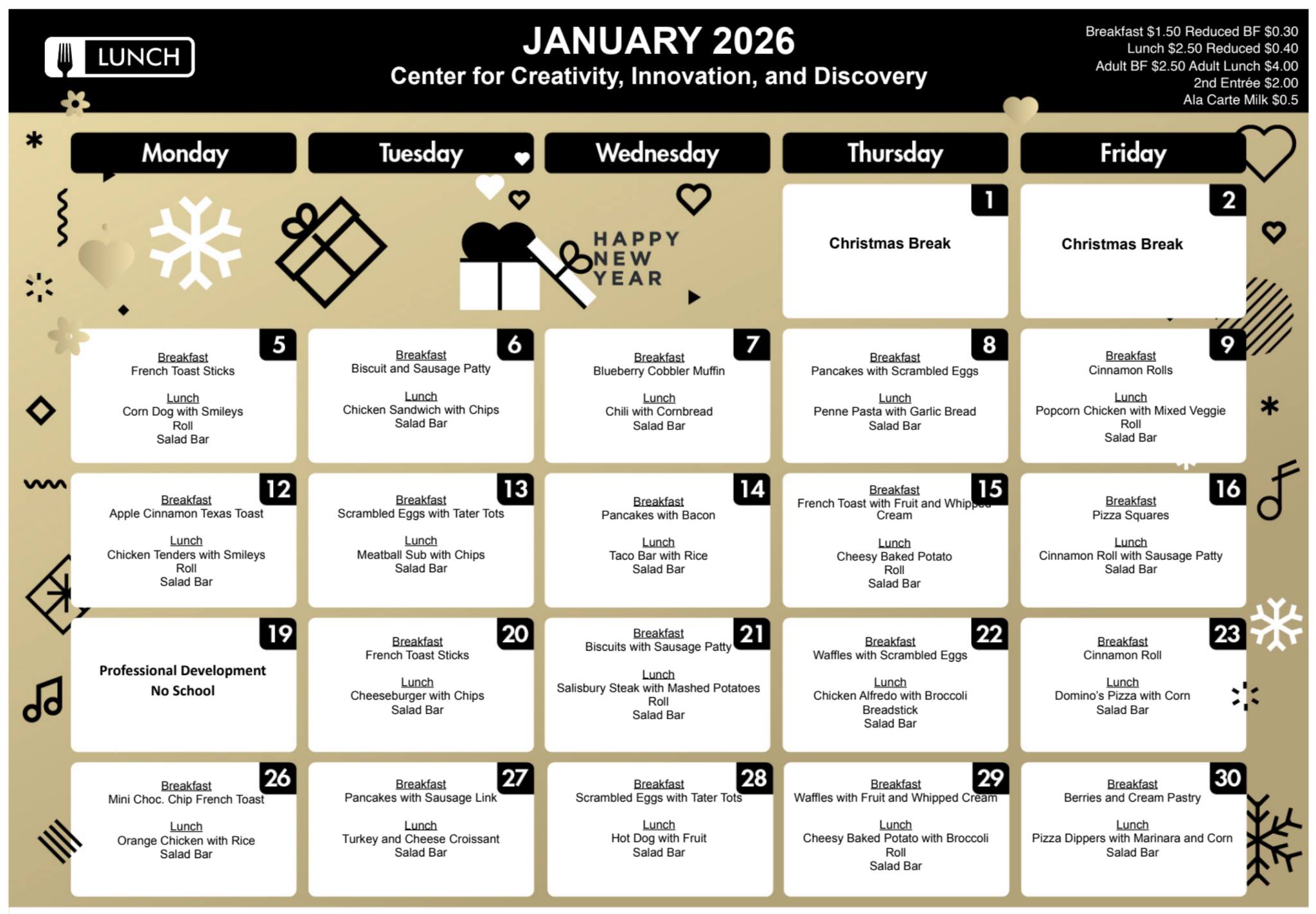 The Center - 🥪 January Lunch Menu is Here! 🍎 Tasty, healthy, and kid ...